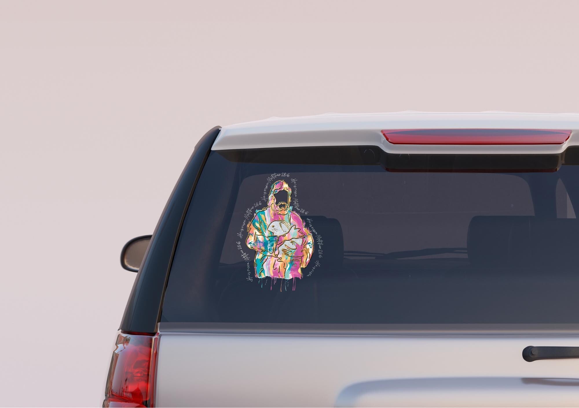 Jesus Matthew 28.6 Vinly Car Sticker,Jesus Lover Decal,He Is Risen Matthew 28:6,Religious Vinyl Decal,Jesus Sticker Vinyl Car Decal