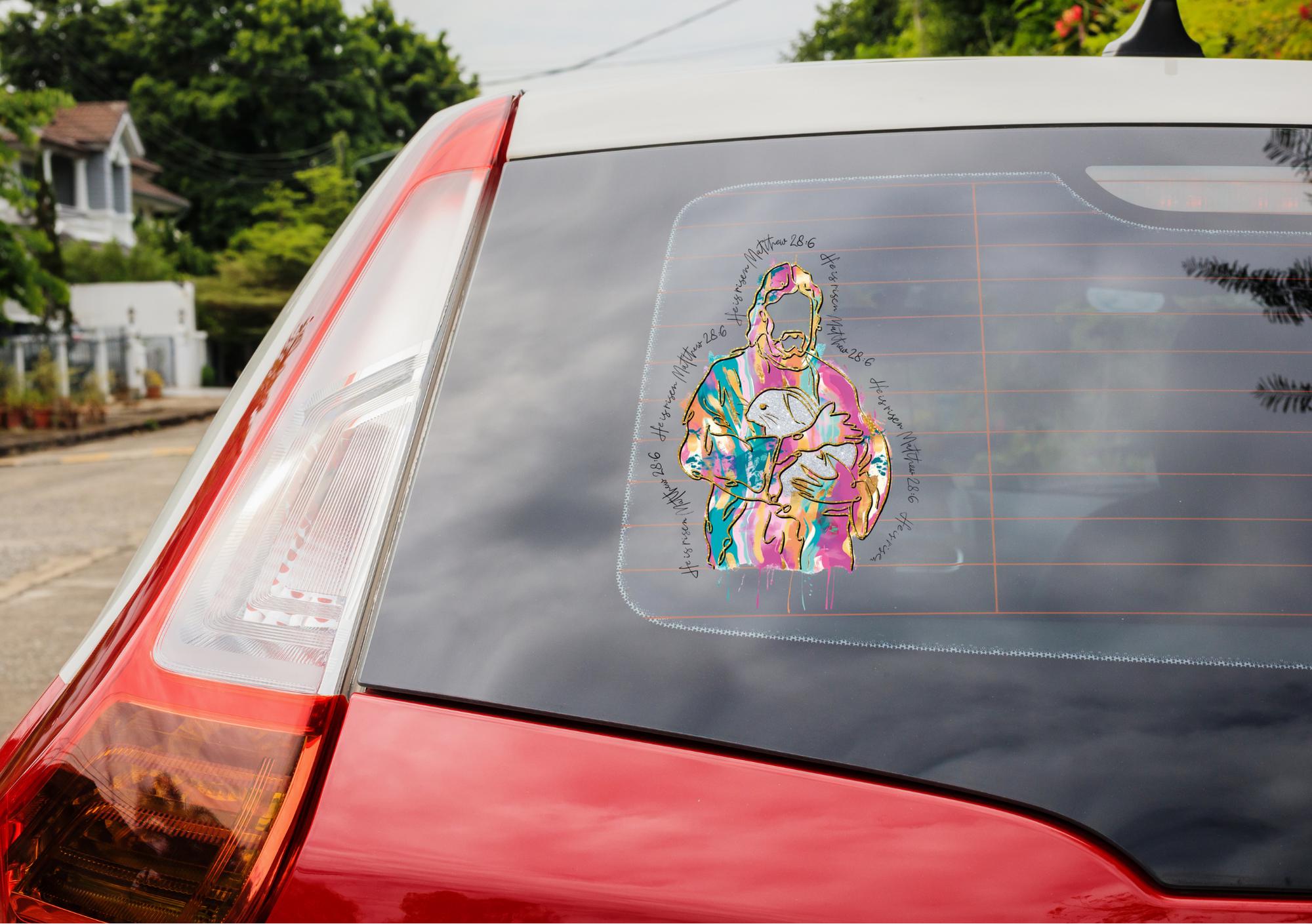 Jesus Matthew 28.6 Vinly Car Sticker,Jesus Lover Decal,He Is Risen Matthew 28:6,Religious Vinyl Decal,Jesus Sticker Vinyl Car Decal
