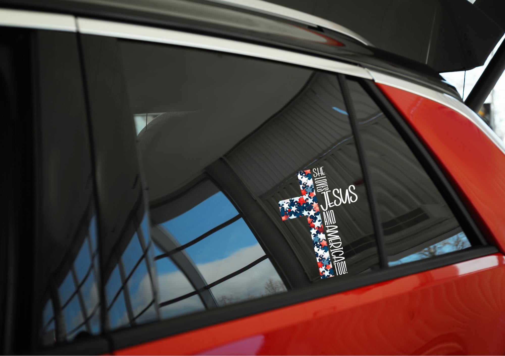 Floral Cross Inspirational Christian Jesus Sticker,He She Loves Jesus Vinly Car Decal,Christian Sticker for Car,Laptop,Water Bottle and More