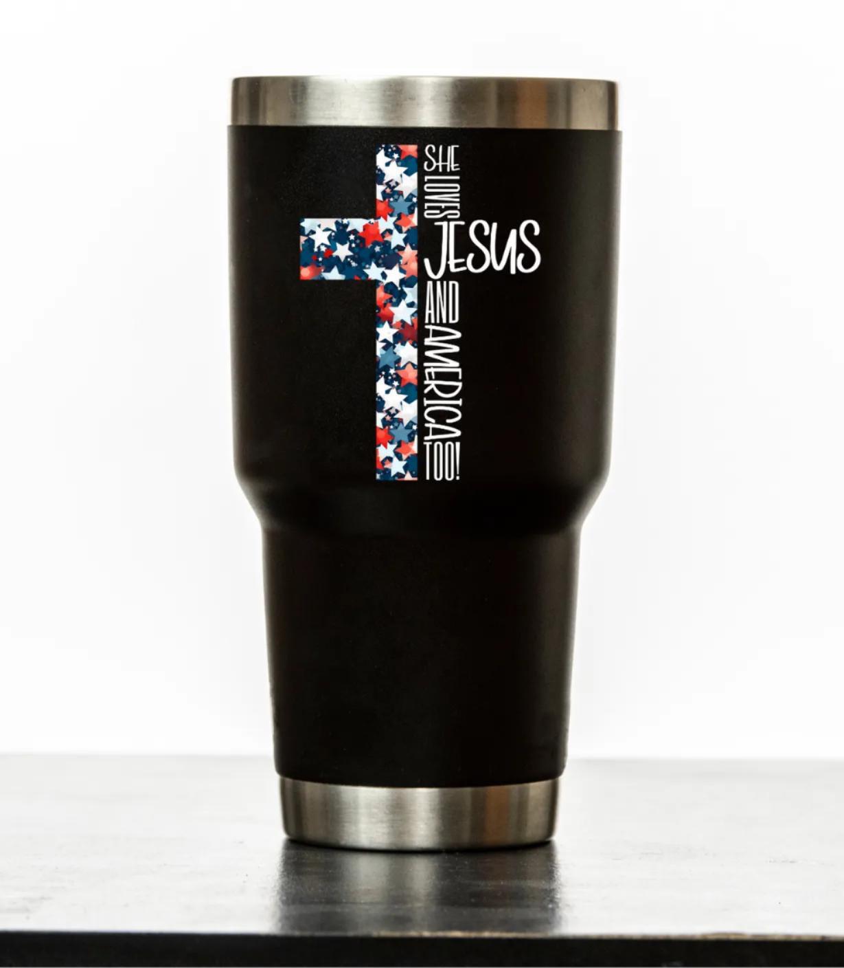 Floral Cross Inspirational Christian Jesus Sticker,He She Loves Jesus Vinly Car Decal,Christian Sticker for Car,Laptop,Water Bottle and More