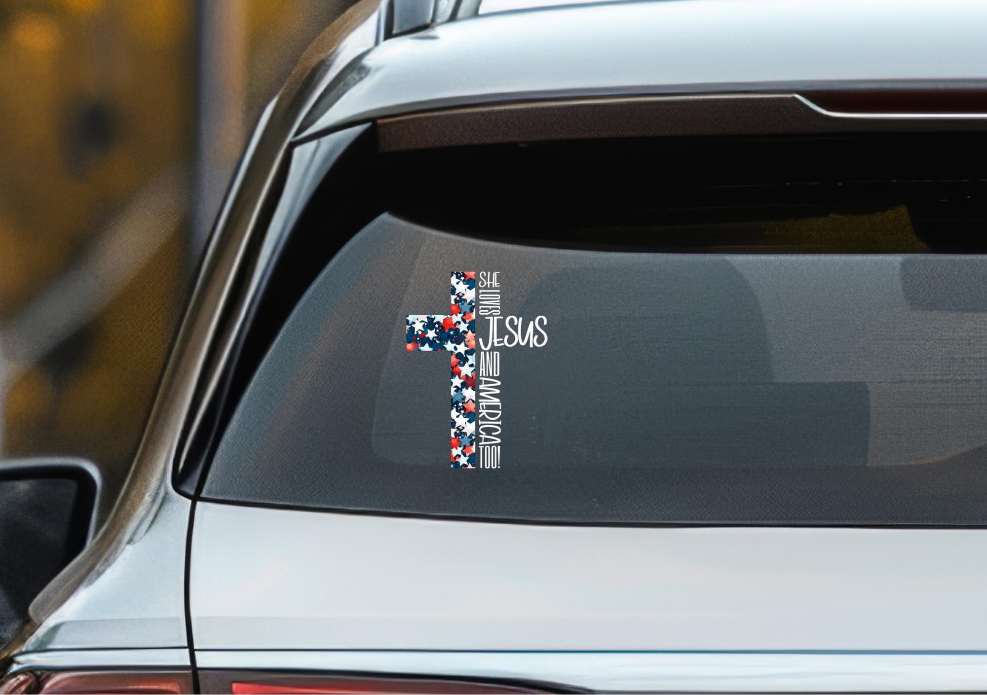 Floral Cross Inspirational Christian Jesus Sticker,He She Loves Jesus Vinly Car Decal,Christian Sticker for Car,Laptop,Water Bottle and More