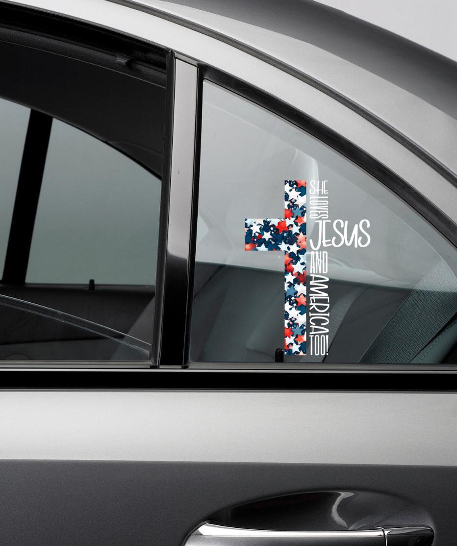 Floral Cross Inspirational Christian Jesus Sticker,He She Loves Jesus Vinly Car Decal,Christian Sticker for Car,Laptop,Water Bottle and More