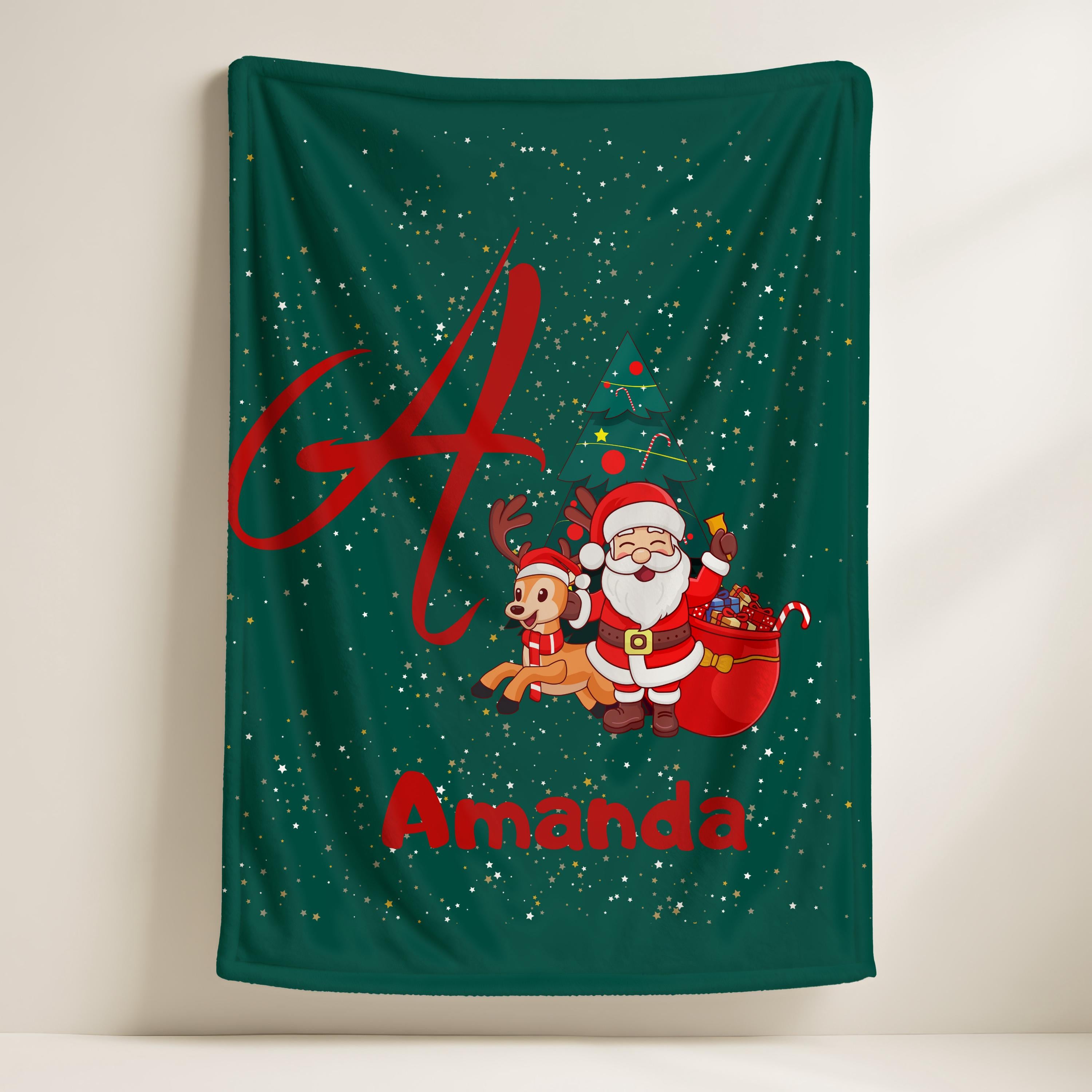 Personalized Christmas Blanket,Custom Name Xmas Blanket,Home Decor Christmas Gift for Kid Family Friend,Winter Holiday Xmas Gift,Xmas Throw
