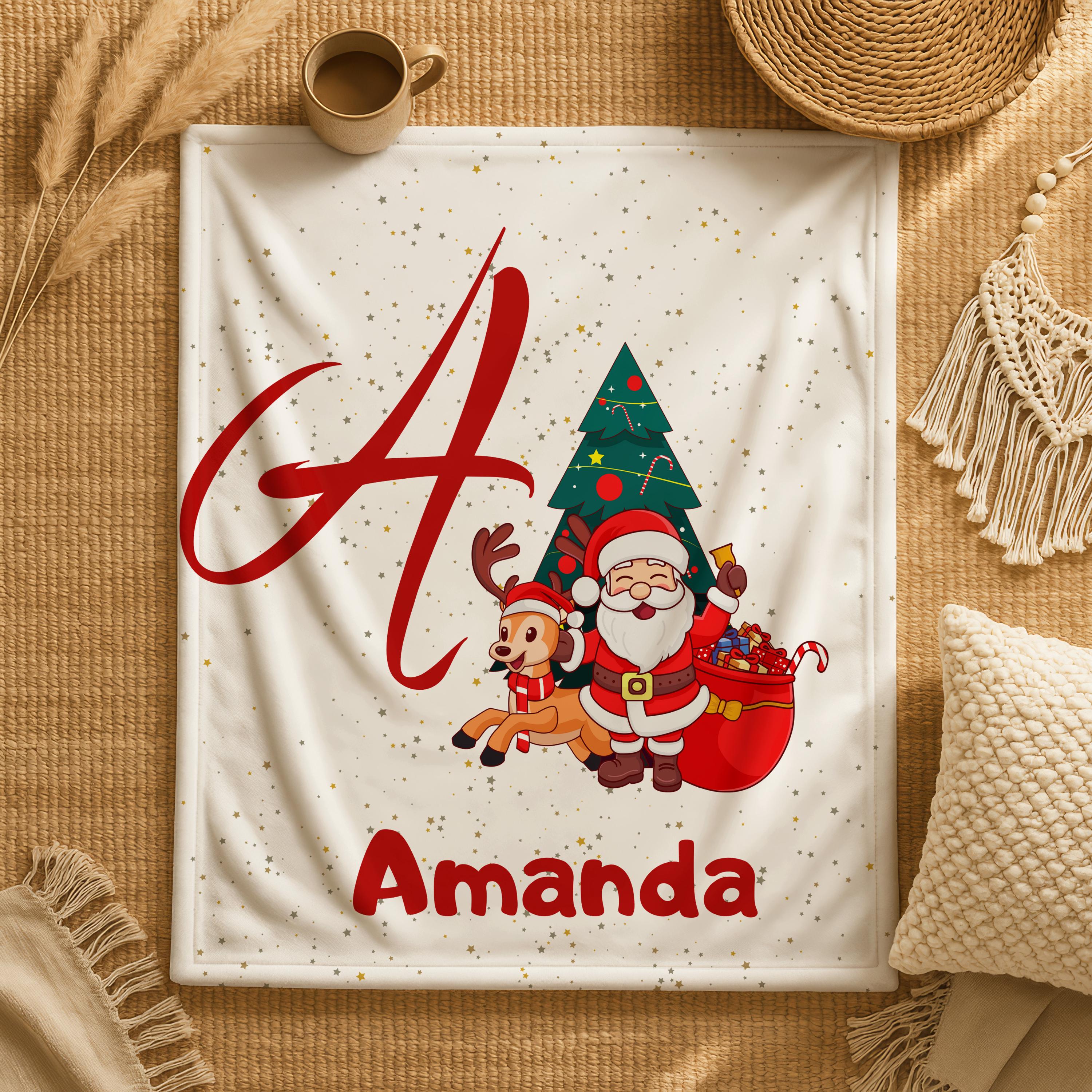 Personalized Christmas Blanket,Custom Name Xmas Blanket,Home Decor Christmas Gift for Kid Family Friend,Winter Holiday Xmas Gift,Xmas Throw