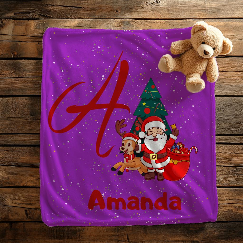 Personalized Christmas Blanket,Custom Name Xmas Blanket,Home Decor Christmas Gift for Kid Family Friend,Winter Holiday Xmas Gift,Xmas Throw