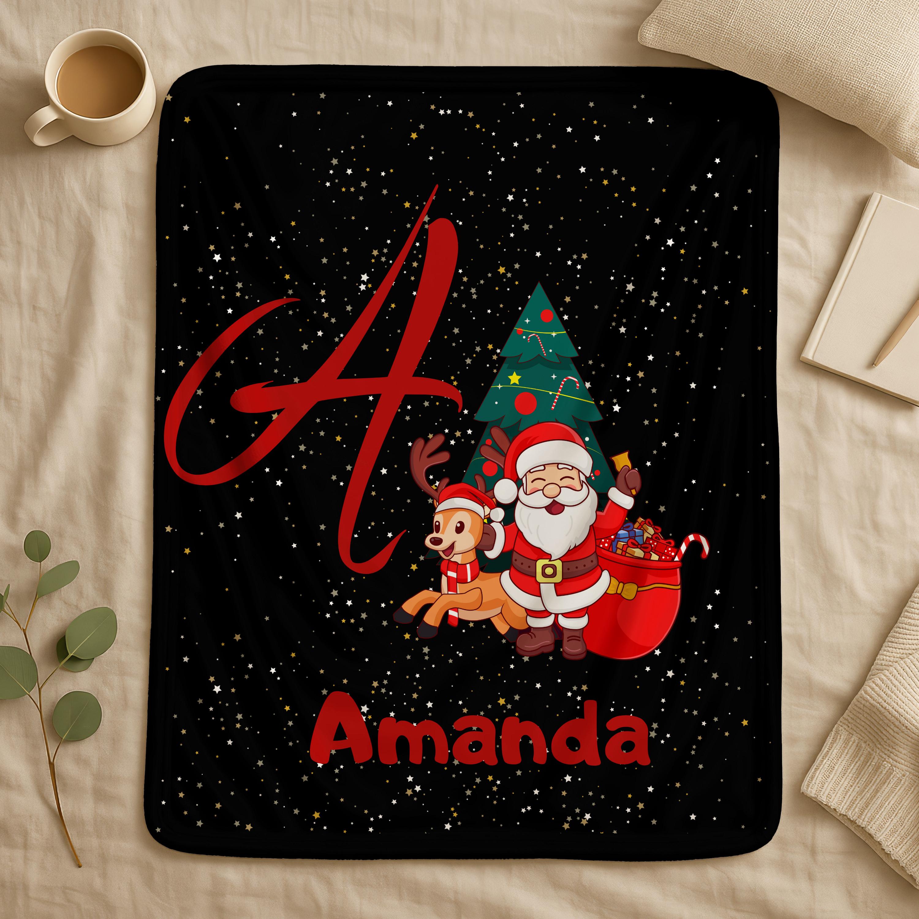 Personalized Christmas Blanket,Custom Name Xmas Blanket,Home Decor Christmas Gift for Kid Family Friend,Winter Holiday Xmas Gift,Xmas Throw