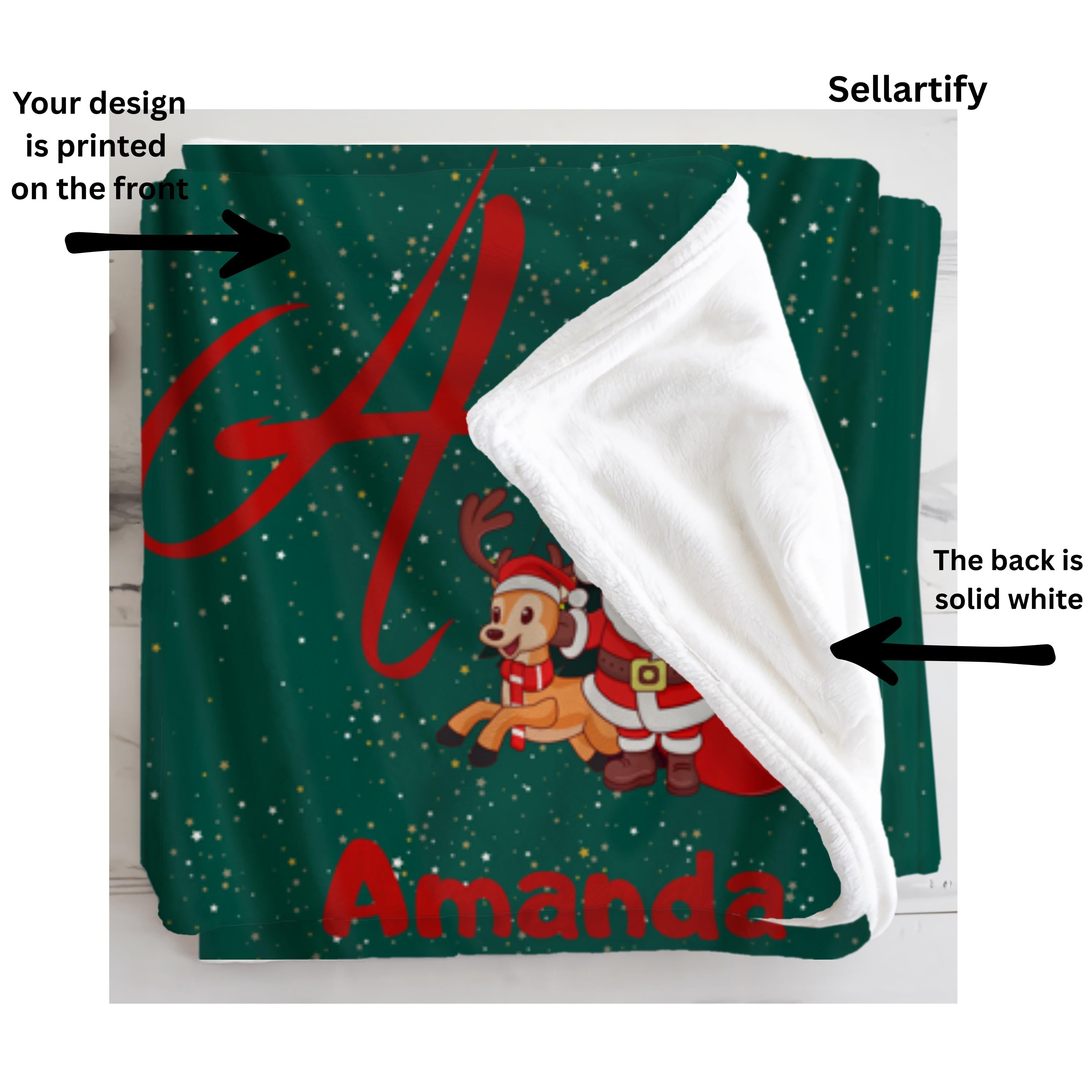 Personalized Christmas Blanket,Custom Name Xmas Blanket,Home Decor Christmas Gift for Kid Family Friend,Winter Holiday Xmas Gift,Xmas Throw