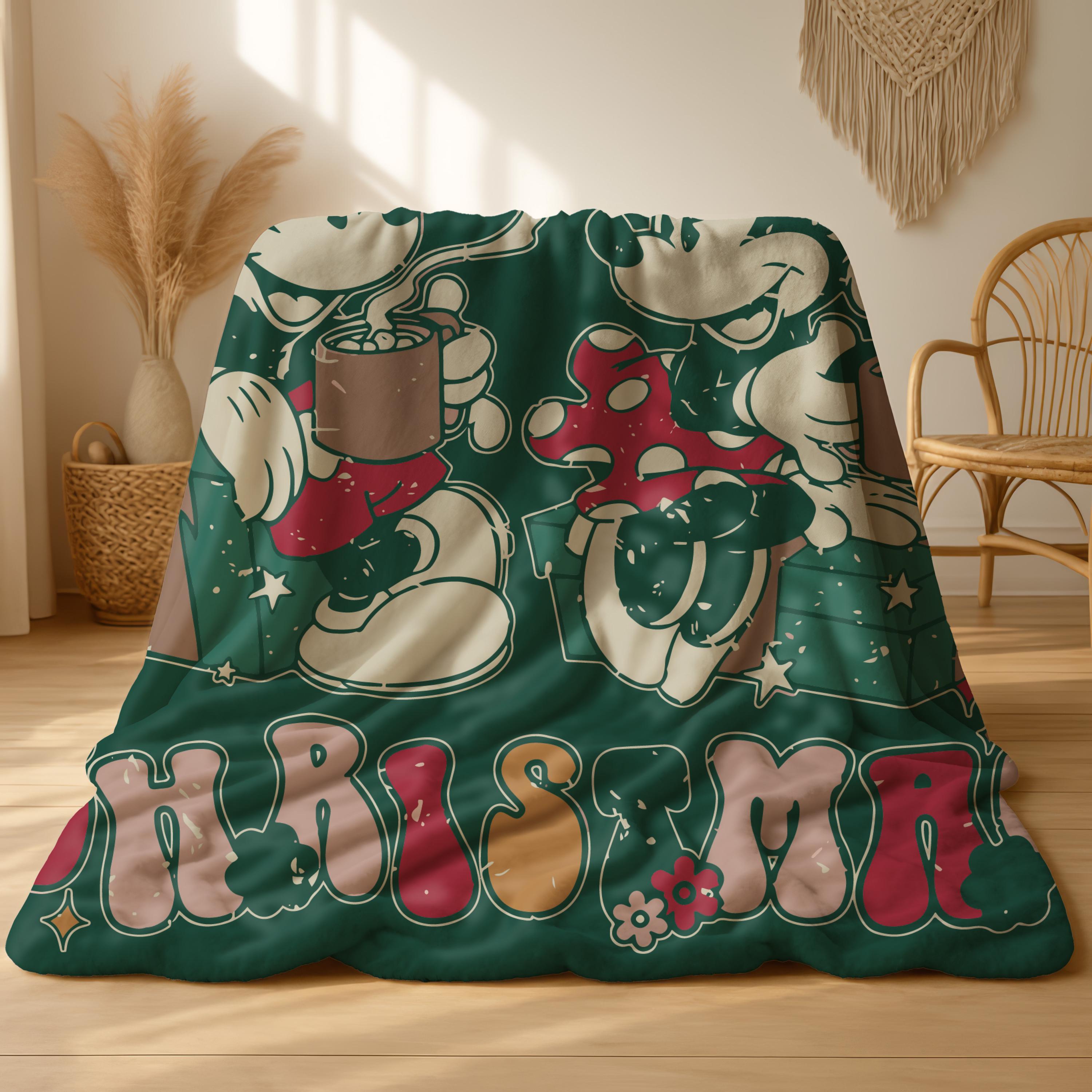 Mickey and Minnie Christmas Blanket, Merry Christmas Blanket, Disney Christmas Blanket, Cute Xmas Gift, Vintage Hot Cocoa Christmas Blanket
