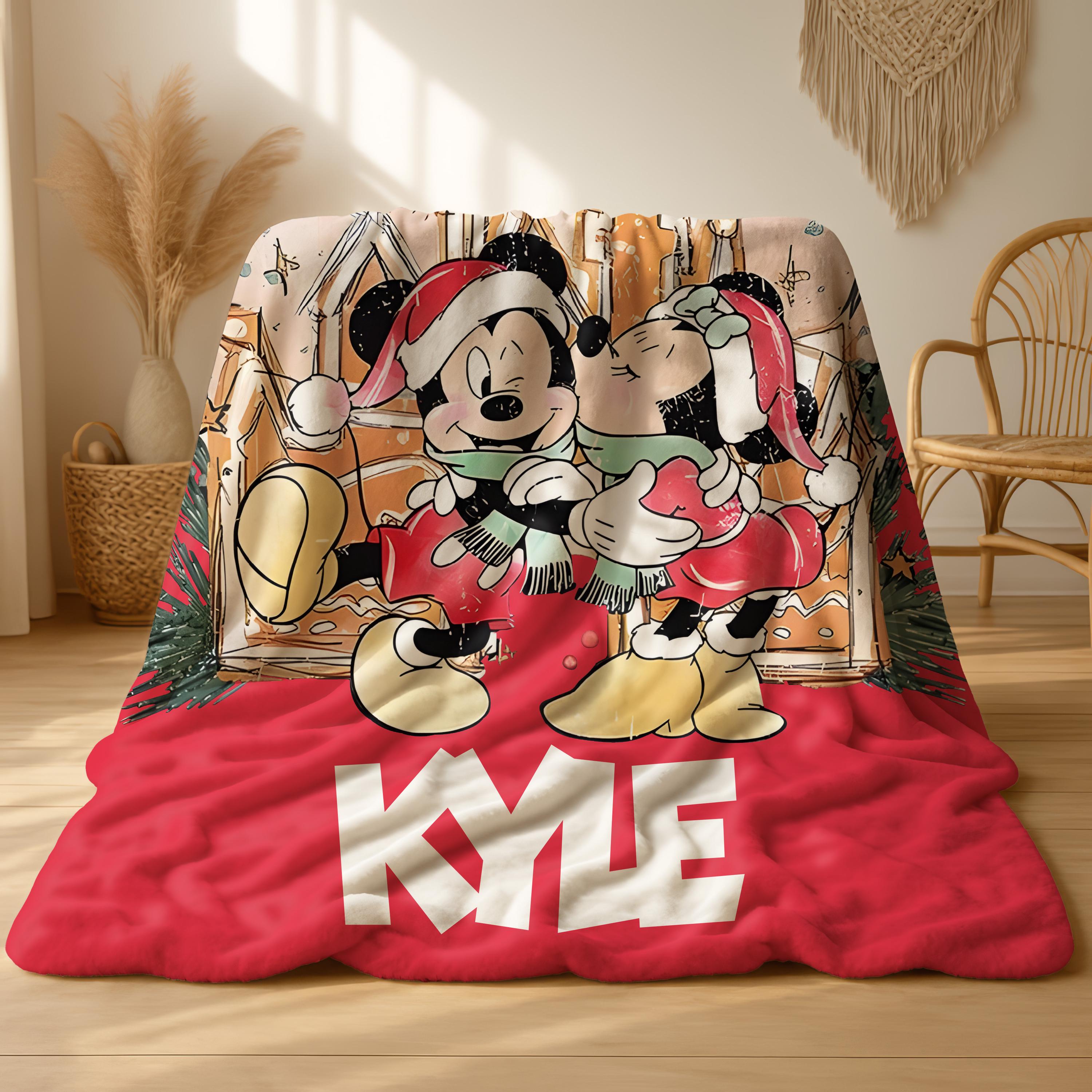 Custom Couple Name Mickey And Minnie Blanket, Mickey Mouse And Minnie Mouse Romantic Disneyland Couple Blanket Gift,Valentine Gifts For Her