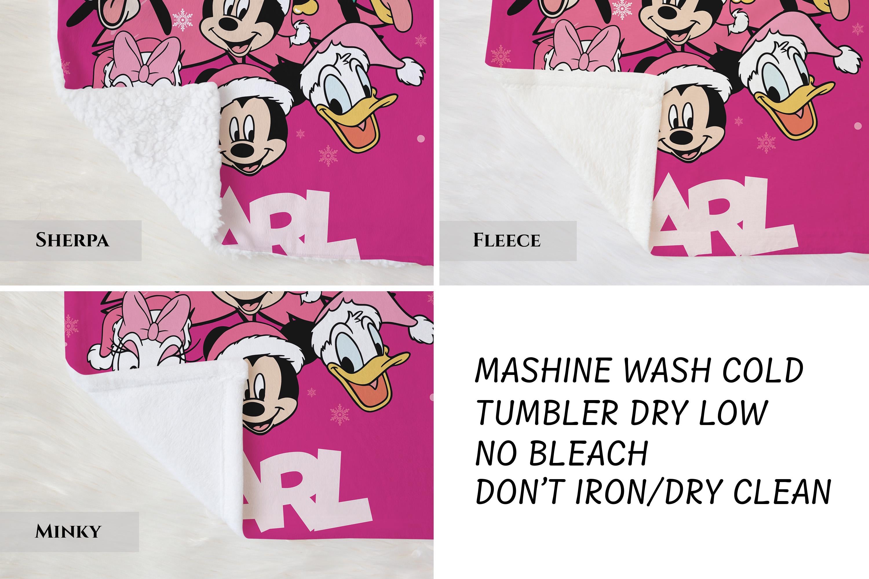 Personalized Pink Christmas Blanket, Mickey and Friend Pink Christmas Holiday Throw,Cute Disney Blanket,Custom Name Christmas Tree Blanket