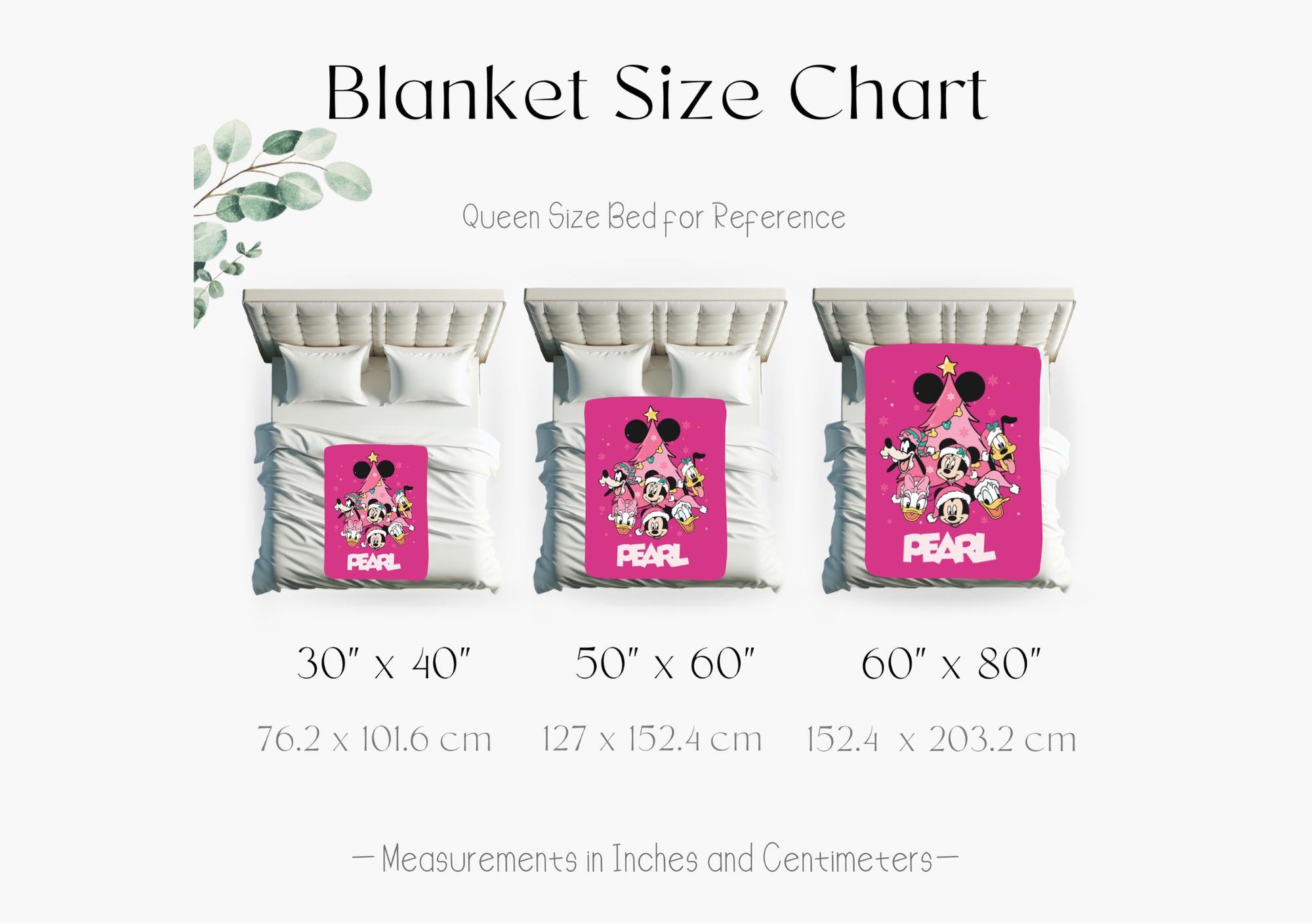 Personalized Pink Christmas Blanket, Mickey and Friend Pink Christmas Holiday Throw,Cute Disney Blanket,Custom Name Christmas Tree Blanket