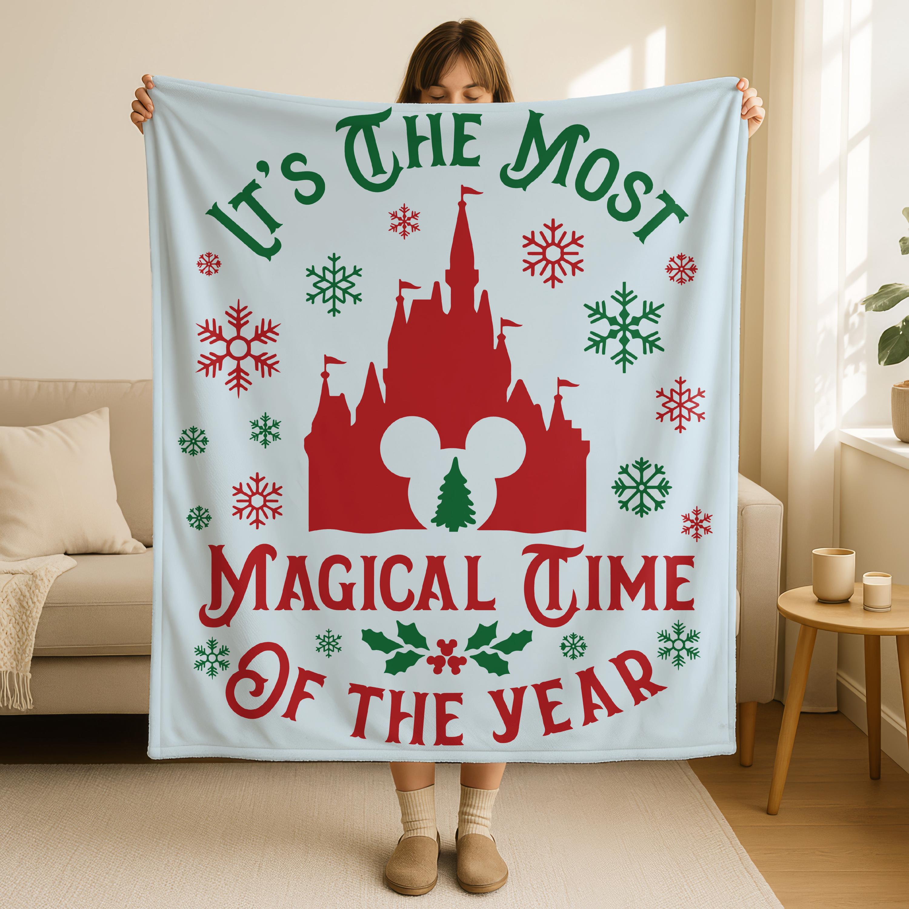It's The Most Magical Time of the Year Blanket,Magic Kingdom Blanket,Disney Xmas Blanket,Disney Castle Throw Blanket, Blanket Gifts for Her