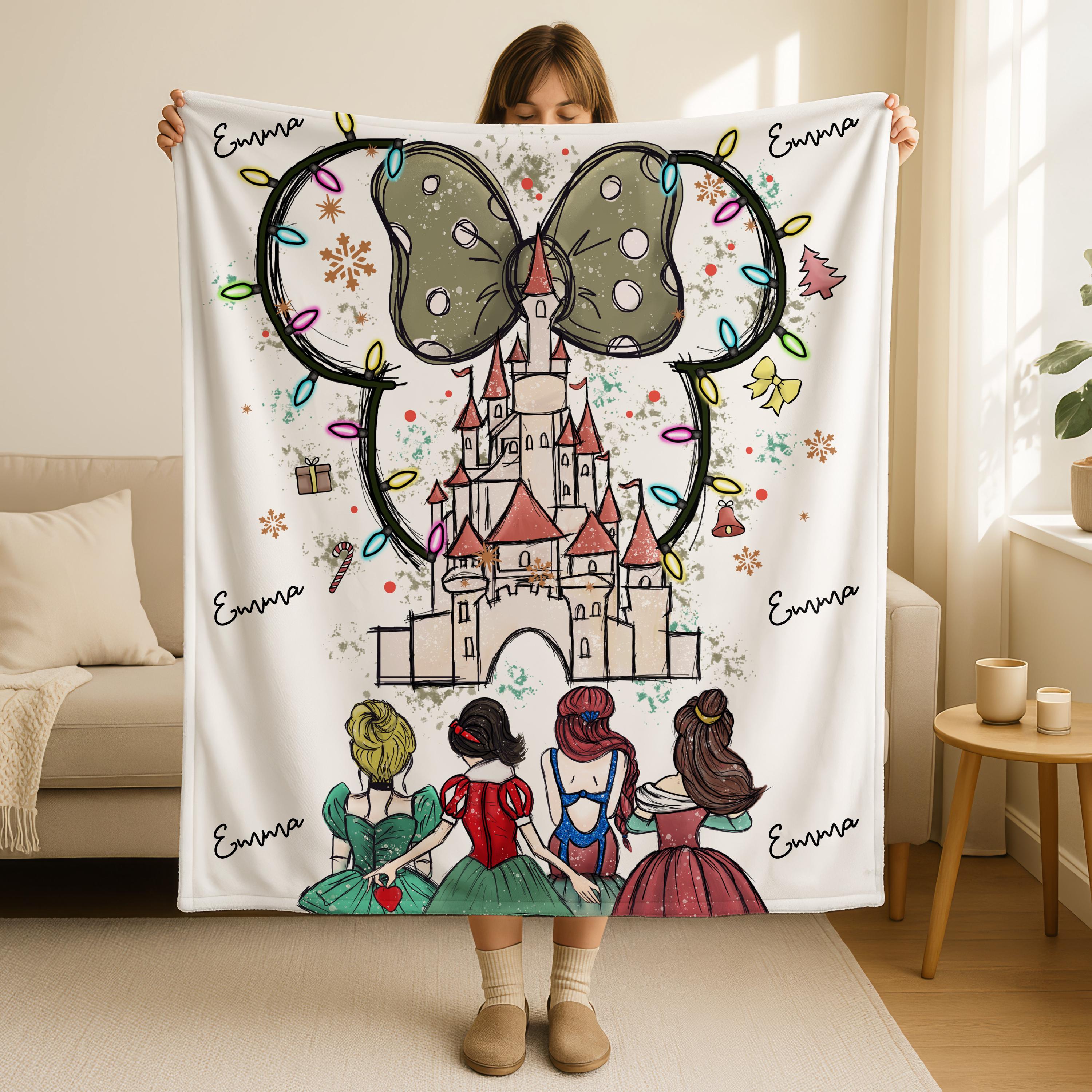 Personalized Disney Castle Baby Blanket,Custom Name Disney Princess Gift,Soft Pink Disney Nursery Blanket, Disney Princesses Blanket Gifts