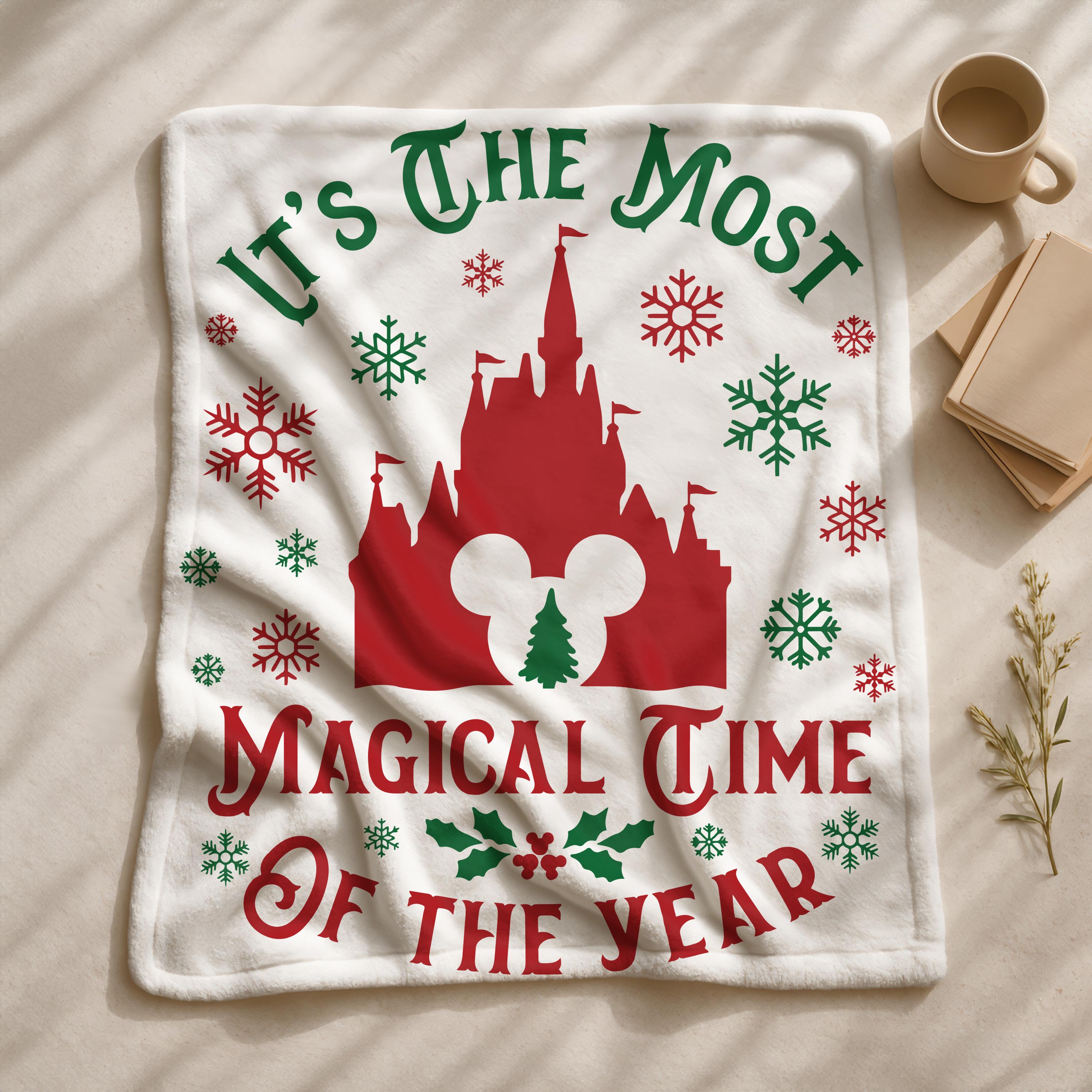 It's The Most Magical Time of the Year Blanket,Magic Kingdom Blanket,Disney Xmas Blanket,Disney Castle Throw Blanket, Blanket Gifts for Her