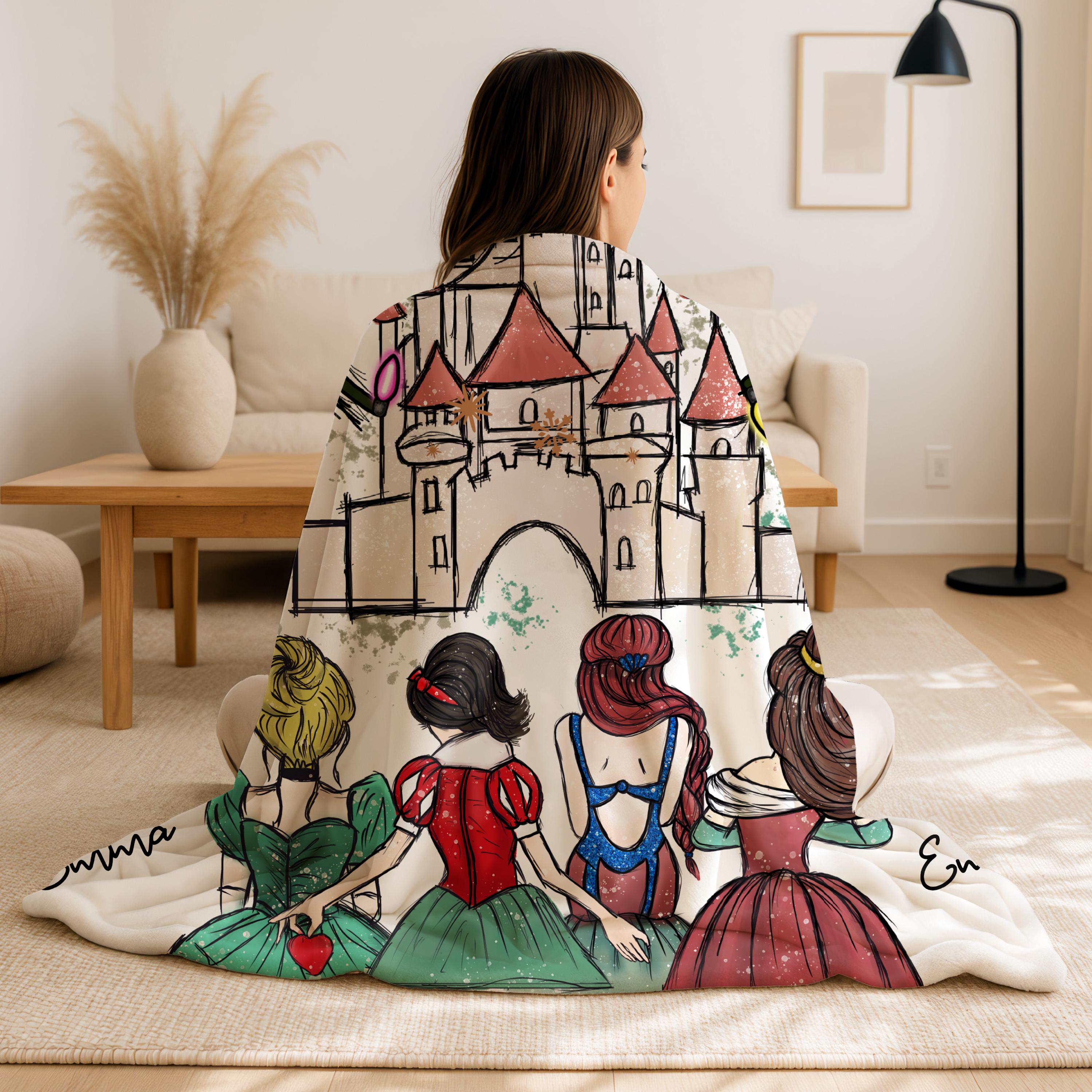 Personalized Disney Castle Baby Blanket,Custom Name Disney Princess Gift,Soft Pink Disney Nursery Blanket, Disney Princesses Blanket Gifts