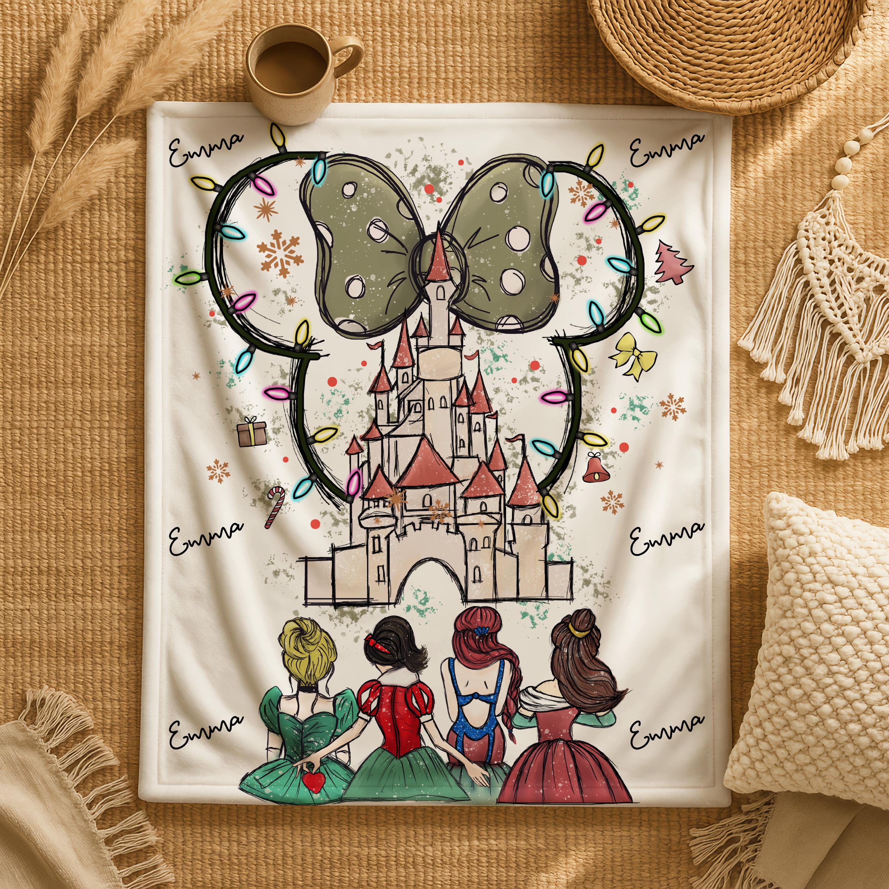 Personalized Disney Castle Baby Blanket,Custom Name Disney Princess Gift,Soft Pink Disney Nursery Blanket, Disney Princesses Blanket Gifts