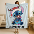 Lilo And Stitch Christmas Blanket,Magic Kingdom Xmas Throw Blanket, Stitch Lilo Xmas Blanket,Stitch Disneyland Christmas Throw Blanket Gift