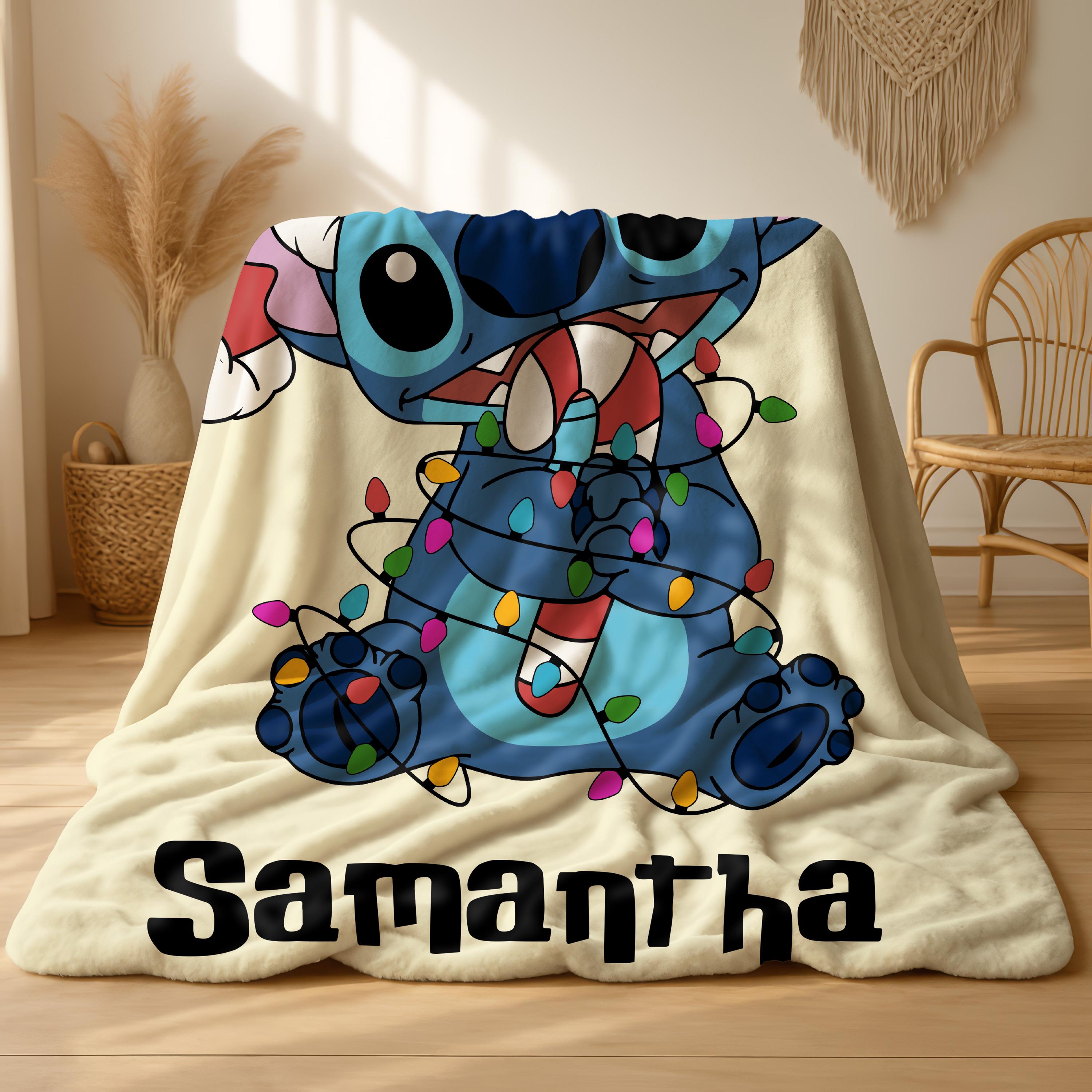 Lilo And Stitch Christmas Blanket,Magic Kingdom Xmas Throw Blanket, Stitch Lilo Xmas Blanket,Stitch Disneyland Christmas Throw Blanket Gift
