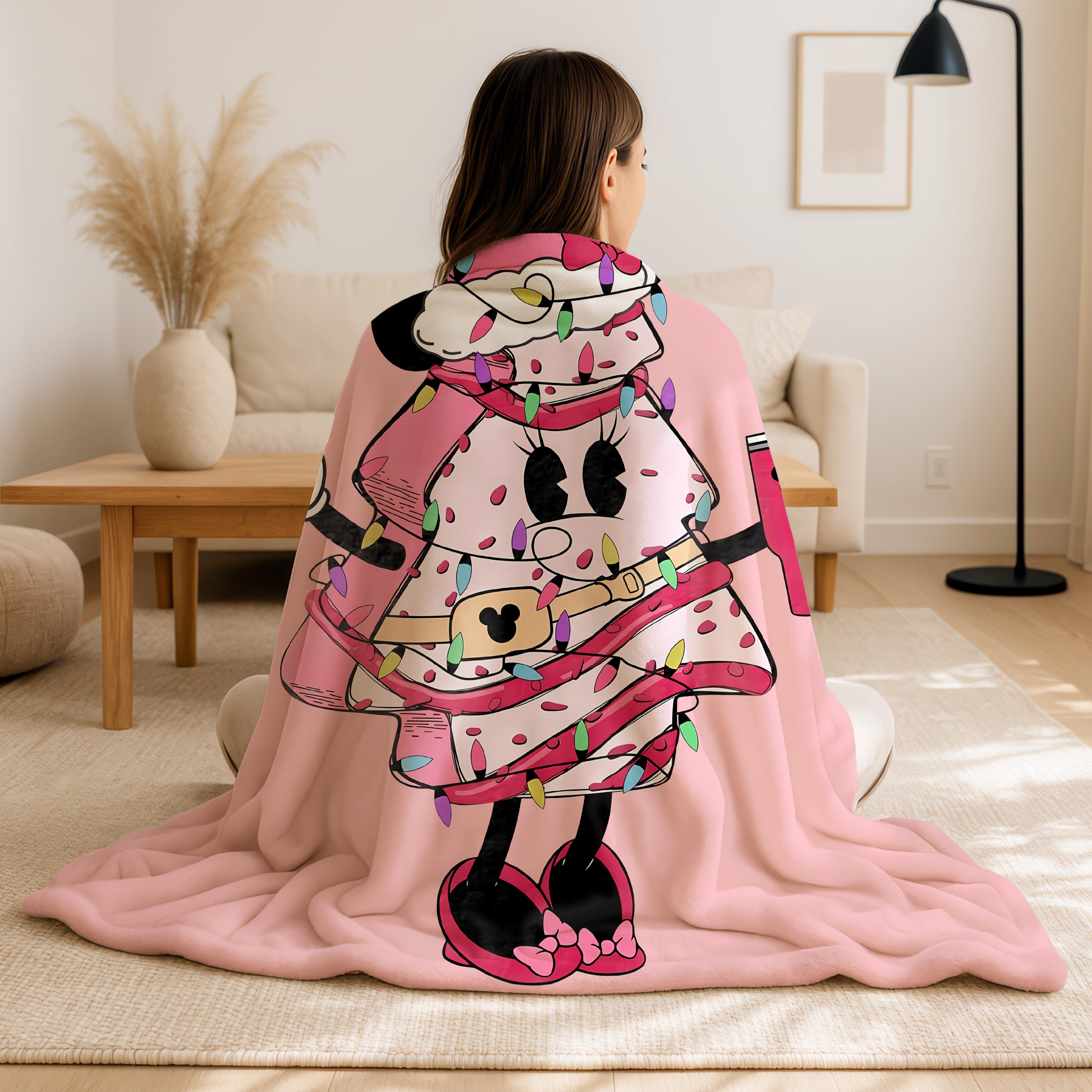 Cute Christmas Tree Cake Throw Blanket, Personalized Disney Christmas Gift Ideas, Cozy Season Blanket, Pink Cake Blanket, Custom Xmas Gift