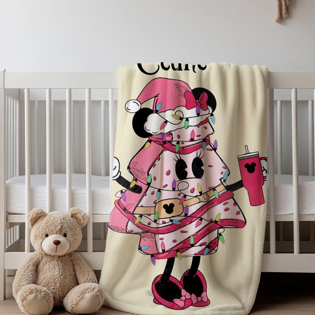 Cute Christmas Tree Cake Throw Blanket, Personalized Disney Christmas Gift Ideas, Cozy Season Blanket, Pink Cake Blanket, Custom Xmas Gift