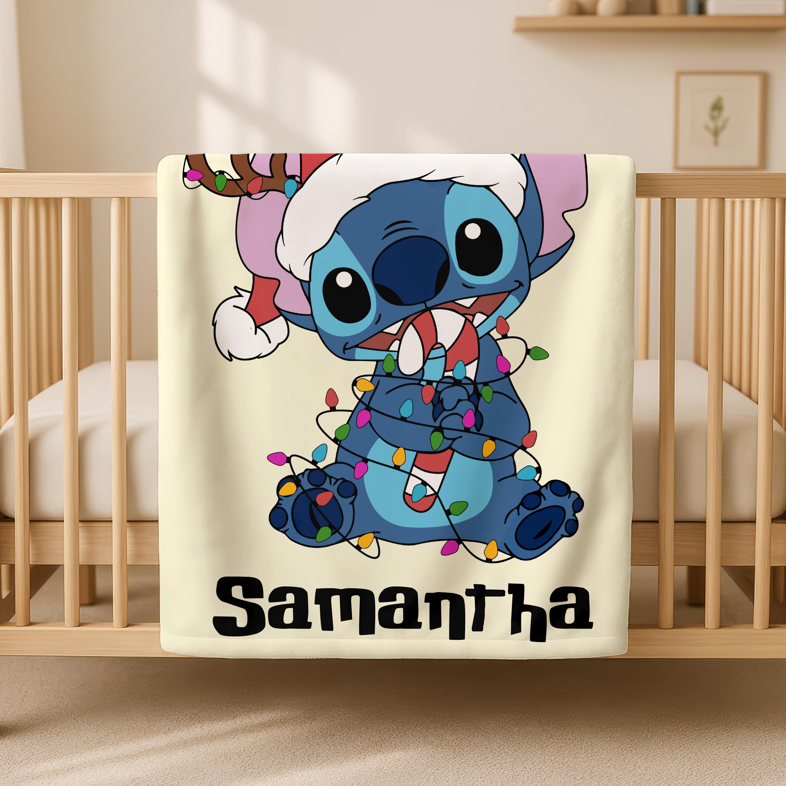 Lilo And Stitch Christmas Blanket,Magic Kingdom Xmas Throw Blanket, Stitch Lilo Xmas Blanket,Stitch Disneyland Christmas Throw Blanket Gift