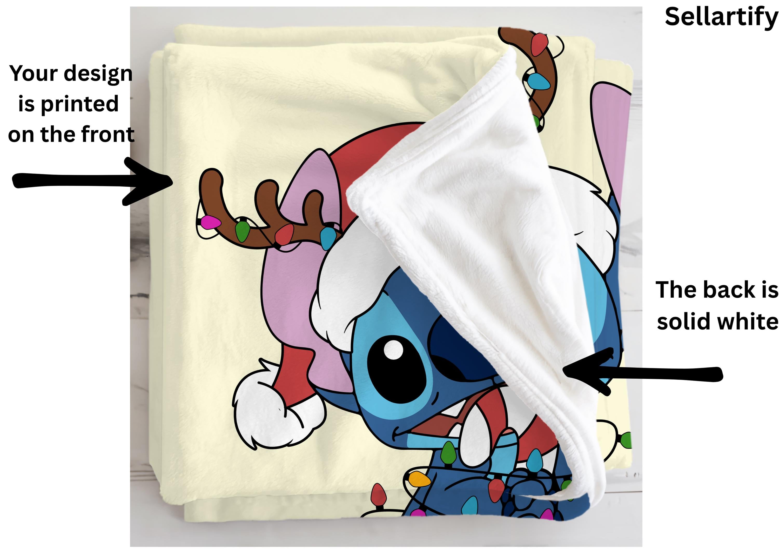 Lilo And Stitch Christmas Blanket,Magic Kingdom Xmas Throw Blanket, Stitch Lilo Xmas Blanket,Stitch Disneyland Christmas Throw Blanket Gift