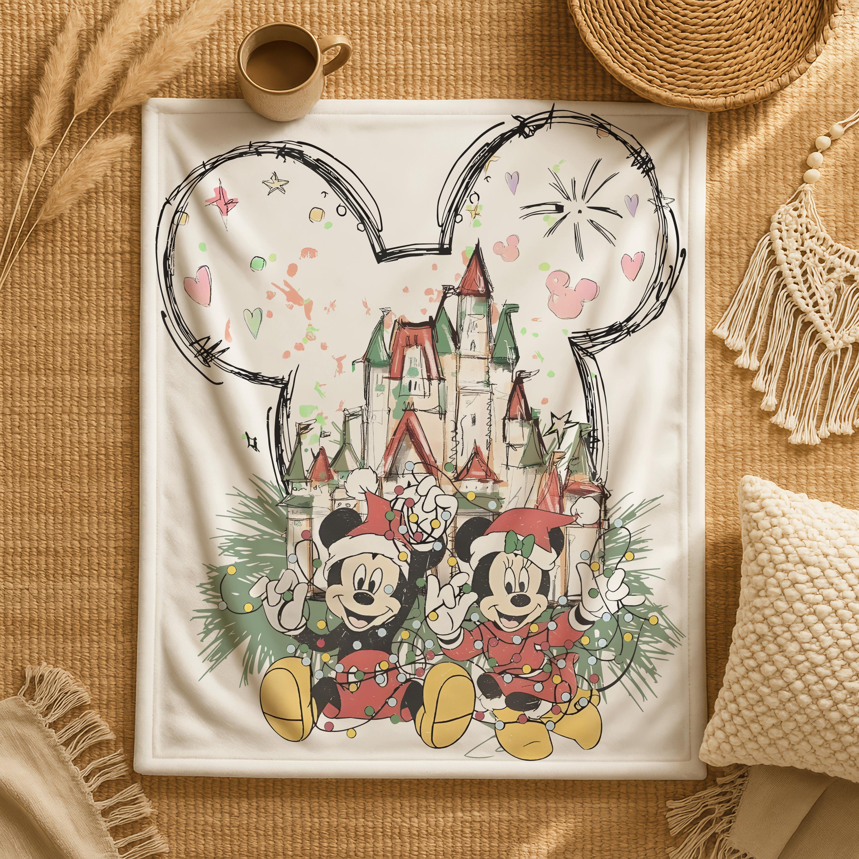 Mickey And Minnie Throw Blanket, Mickey Mouse And Minnie Couple Blanket, Romantic Disneyland Blanket, Cute Mickey Minnie Throw Blanket Gifts