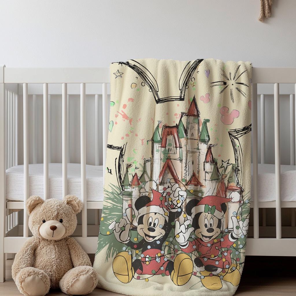 Mickey And Minnie Throw Blanket, Mickey Mouse And Minnie Couple Blanket, Romantic Disneyland Blanket, Cute Mickey Minnie Throw Blanket Gifts