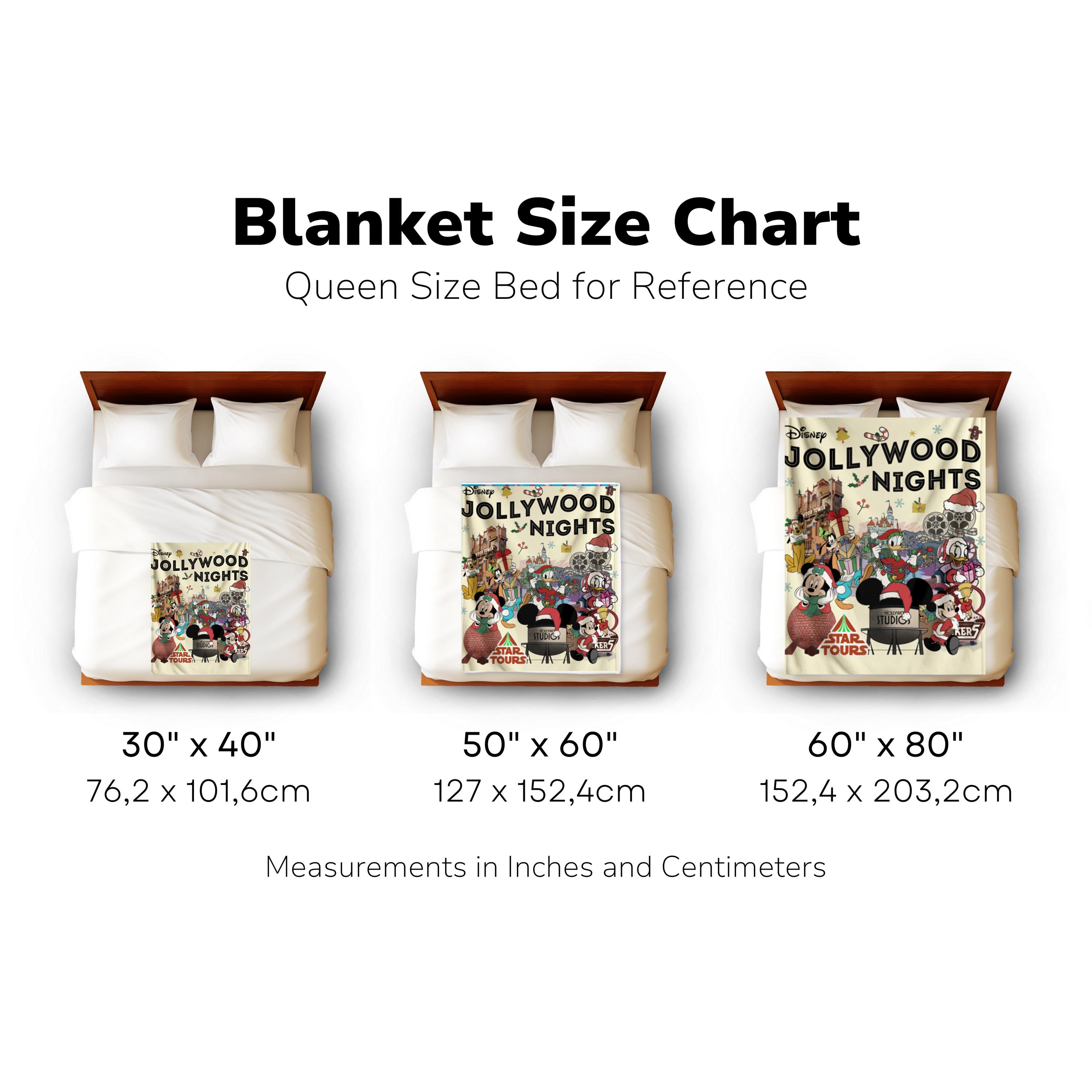 Jollywood Nights Mickey and Friends Blanket,Cozy Family Blanket, Disney Vacation Gift, Home Decor Blanket,Christmas Movie Watching Blanket
