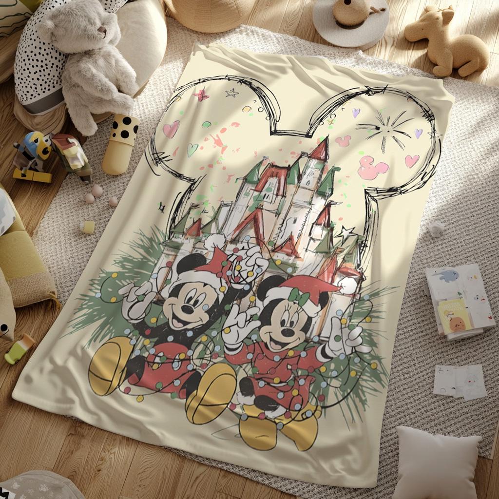 Mickey And Minnie Throw Blanket, Mickey Mouse And Minnie Couple Blanket, Romantic Disneyland Blanket, Cute Mickey Minnie Throw Blanket Gifts