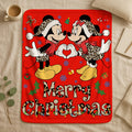 Disney Mickey Minnie Merry Christmas Blanket, Custom Couple Christmas Mickey & Minnie Fleece Blanket, Mickey Blanket,Disney Holiday Decor