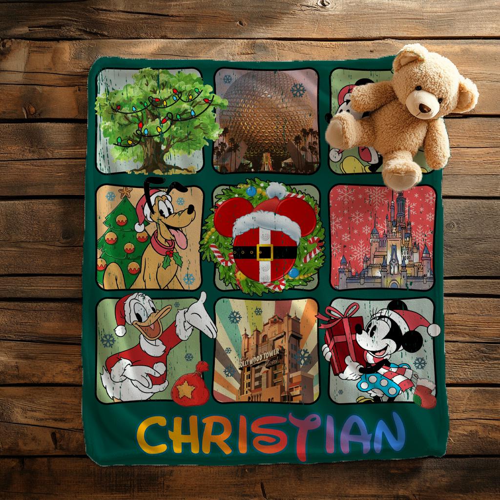 Mickey and Friends Disney Christmas Blanket,Disneyland Mickey Santa Claus Christmas Blanket,Christmas Gift,Kids Blanket,Magical Castle Throw