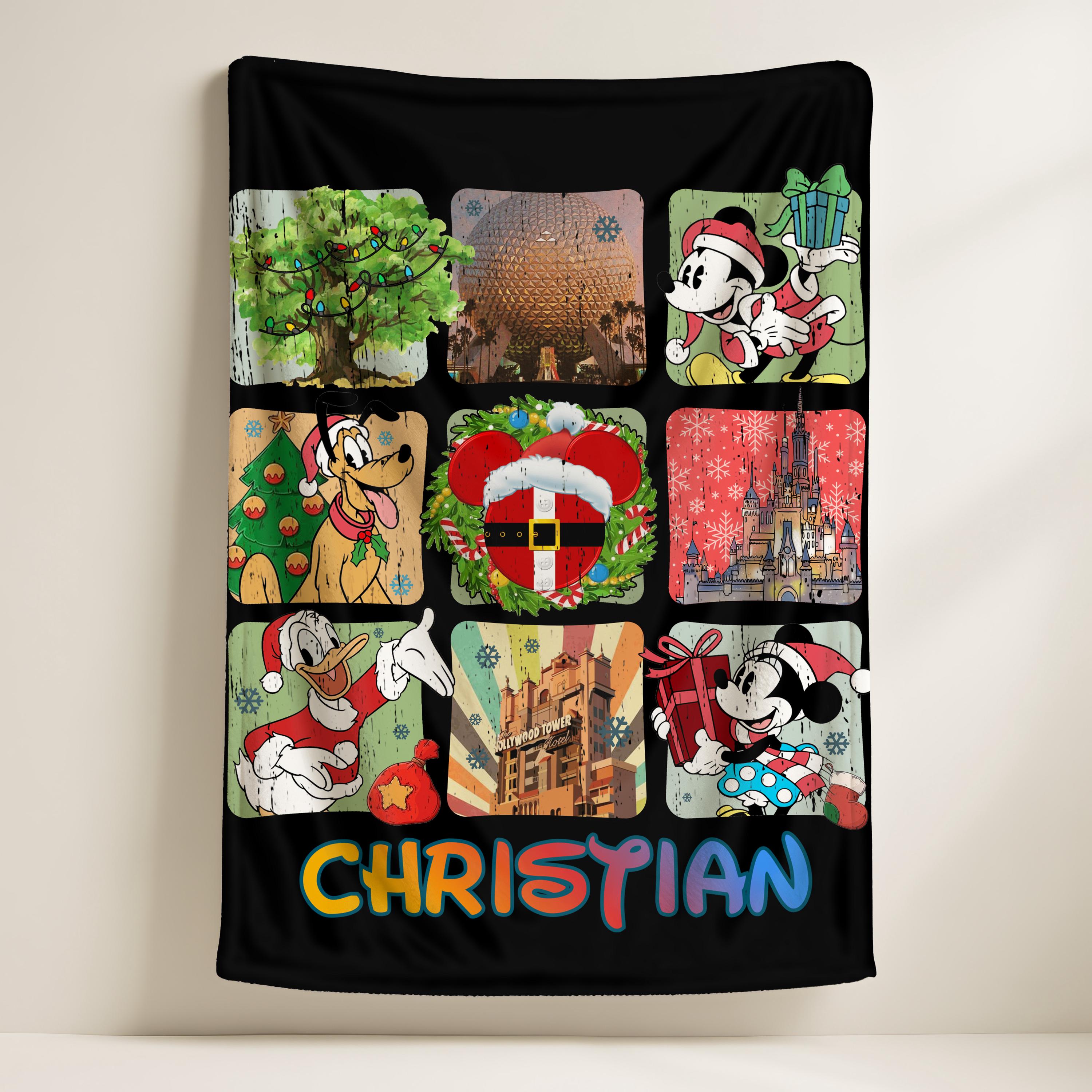 Mickey and Friends Disney Christmas Blanket,Disneyland Mickey Santa Claus Christmas Blanket,Christmas Gift,Kids Blanket,Magical Castle Throw