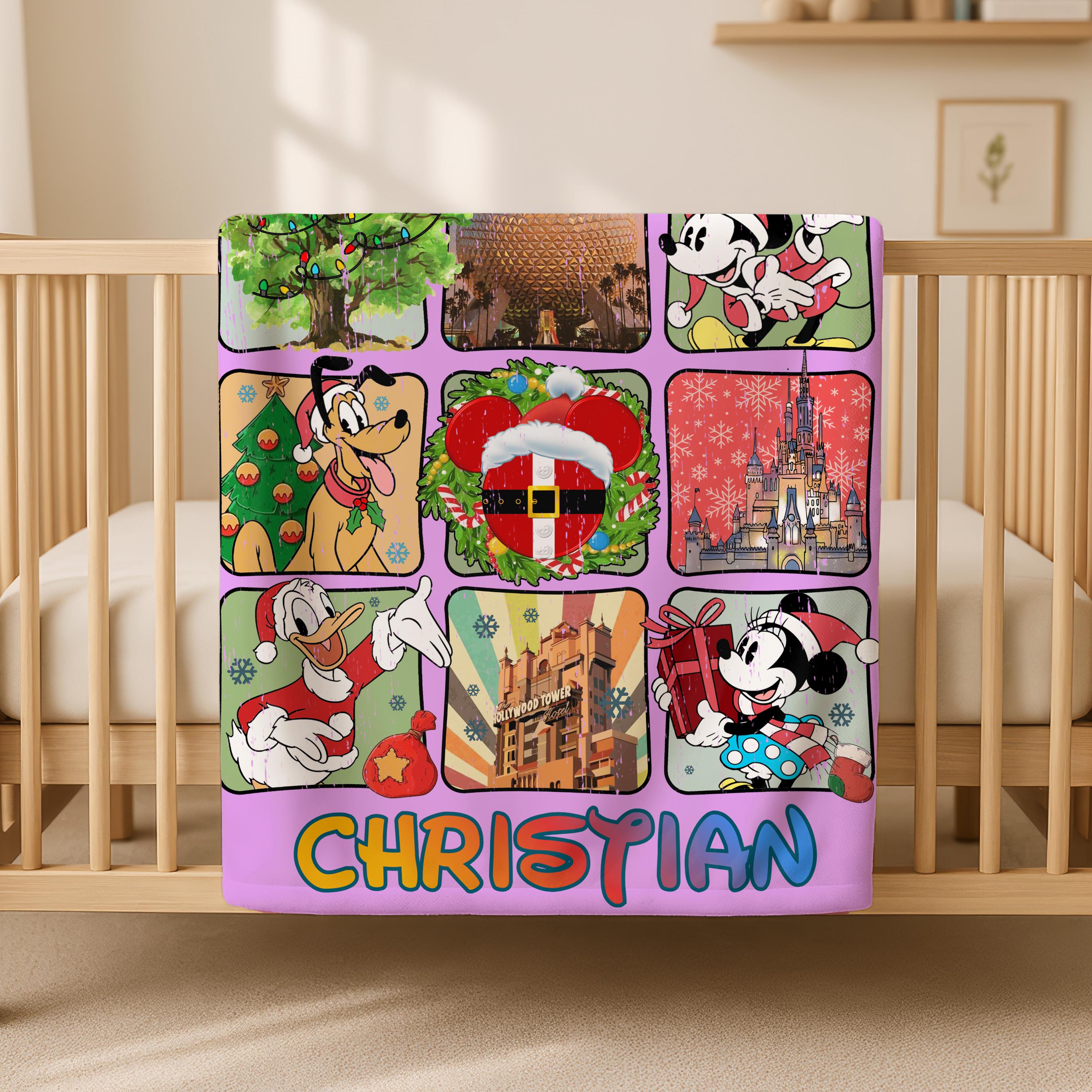 Mickey and Friends Disney Christmas Blanket,Disneyland Mickey Santa Claus Christmas Blanket,Christmas Gift,Kids Blanket,Magical Castle Throw