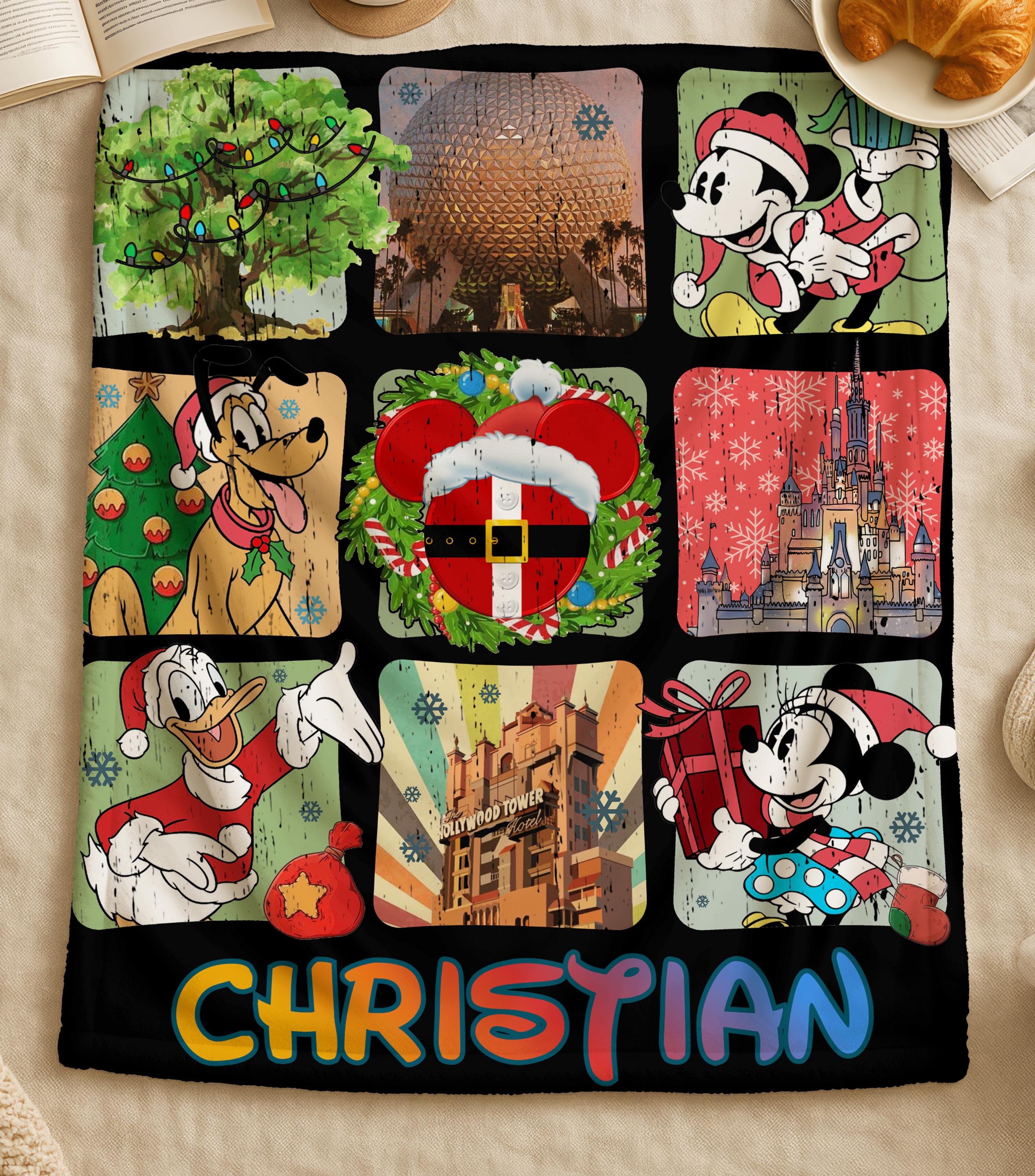 Mickey and Friends Disney Christmas Blanket,Disneyland Mickey Santa Claus Christmas Blanket,Christmas Gift,Kids Blanket,Magical Castle Throw