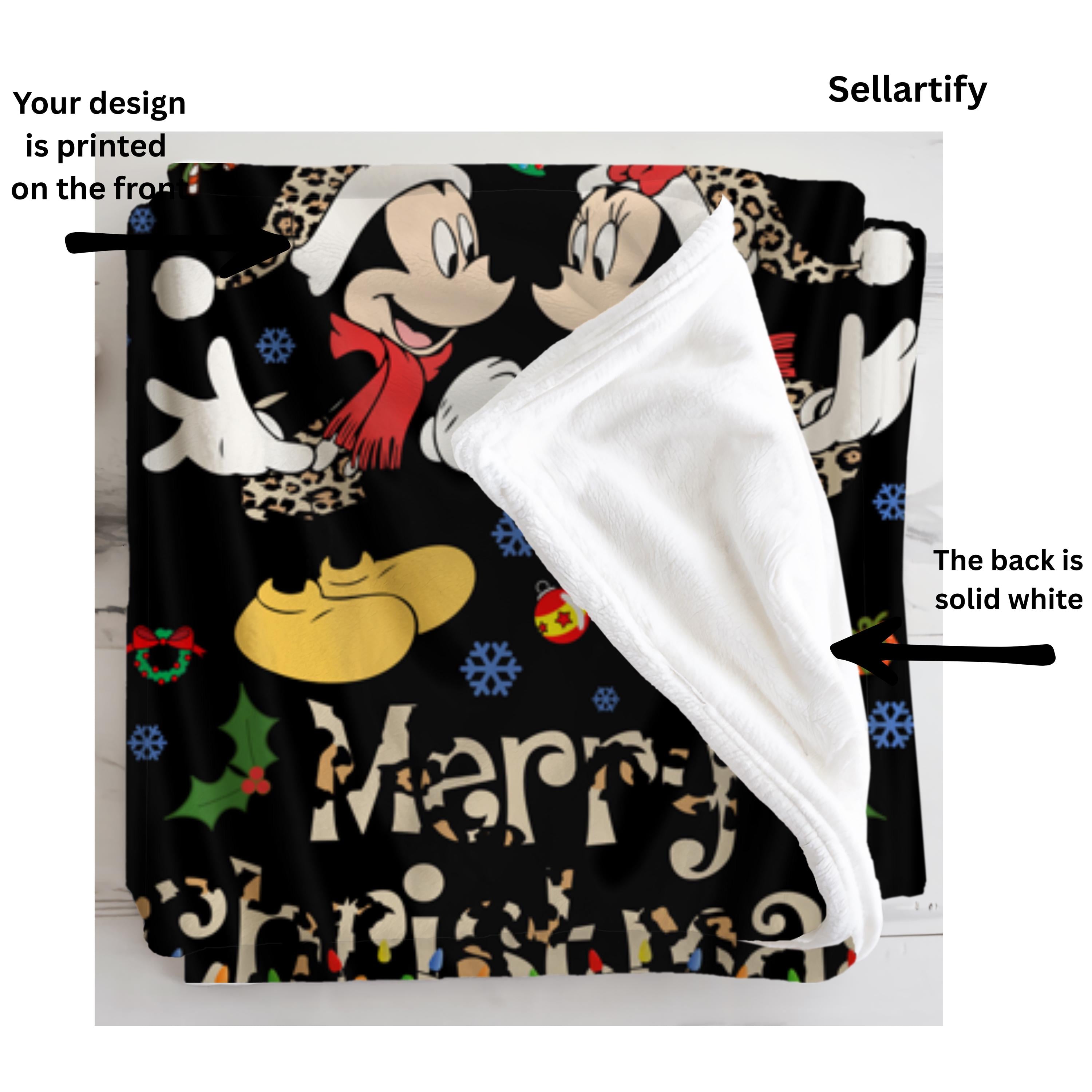 Disney Mickey Minnie Merry Christmas Blanket, Custom Couple Christmas Mickey & Minnie Fleece Blanket, Mickey Blanket,Disney Holiday Decor
