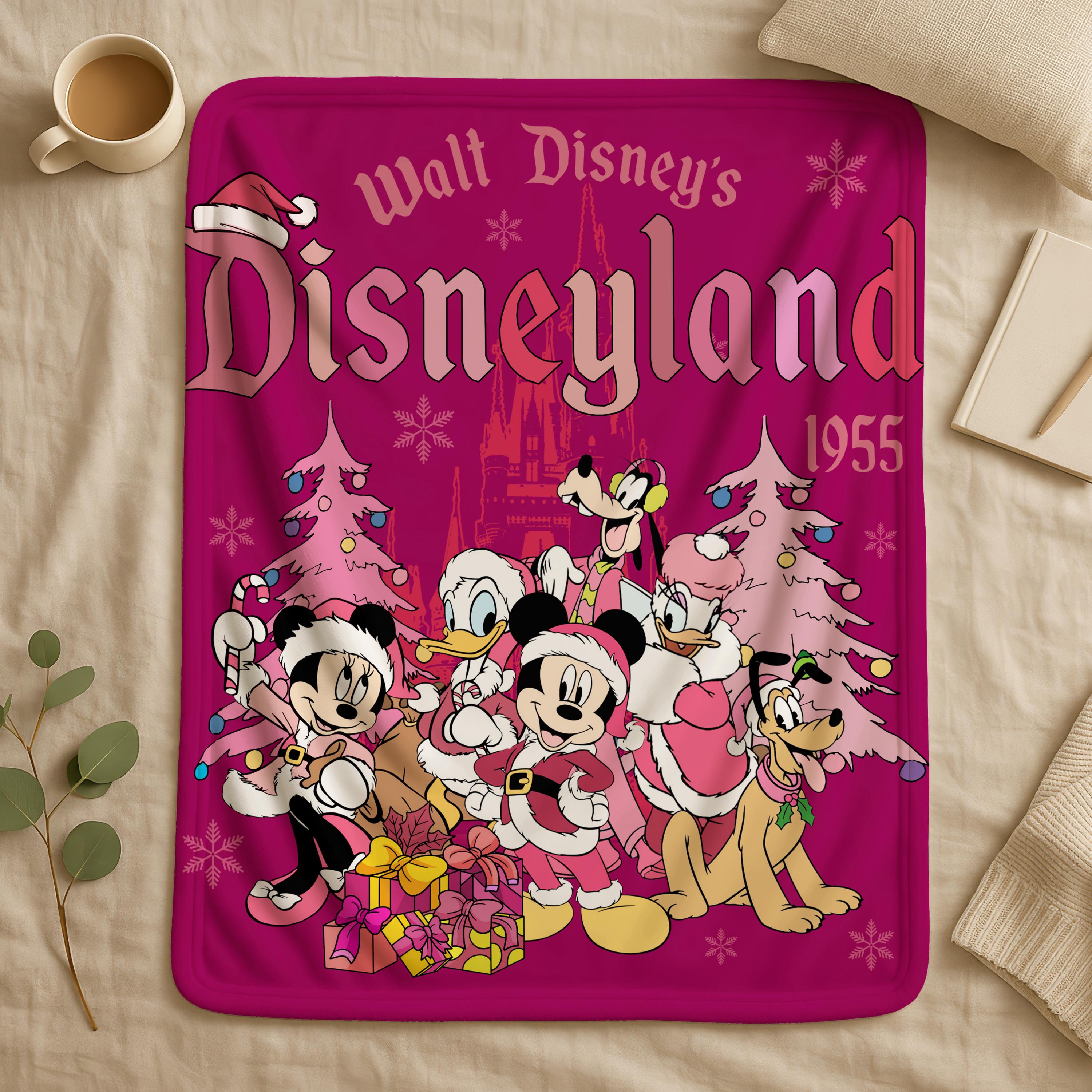 Disneyland Christmas Mickey and Friends Blanlet,Pink Mickey Xmas Throw Blanket,Magic Kingdom Blanket,Disney Birthday Girl,Disneyland Blanket