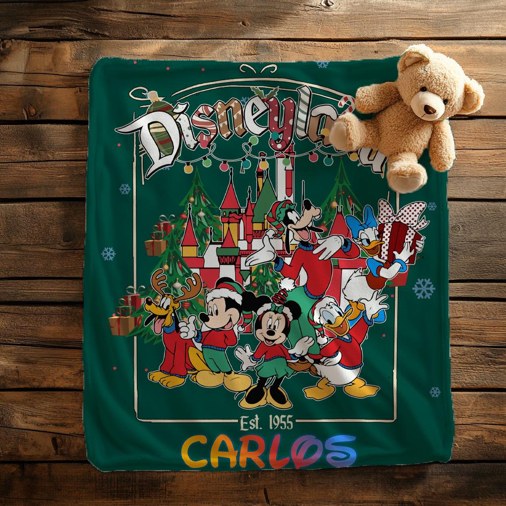 Custom Name Disneyland Christmas Blanket,Disney Magical Castle Baby Blanket,Custom Name Pastel Disney Blanket,Disney Nursery Throw,Xmas Gift