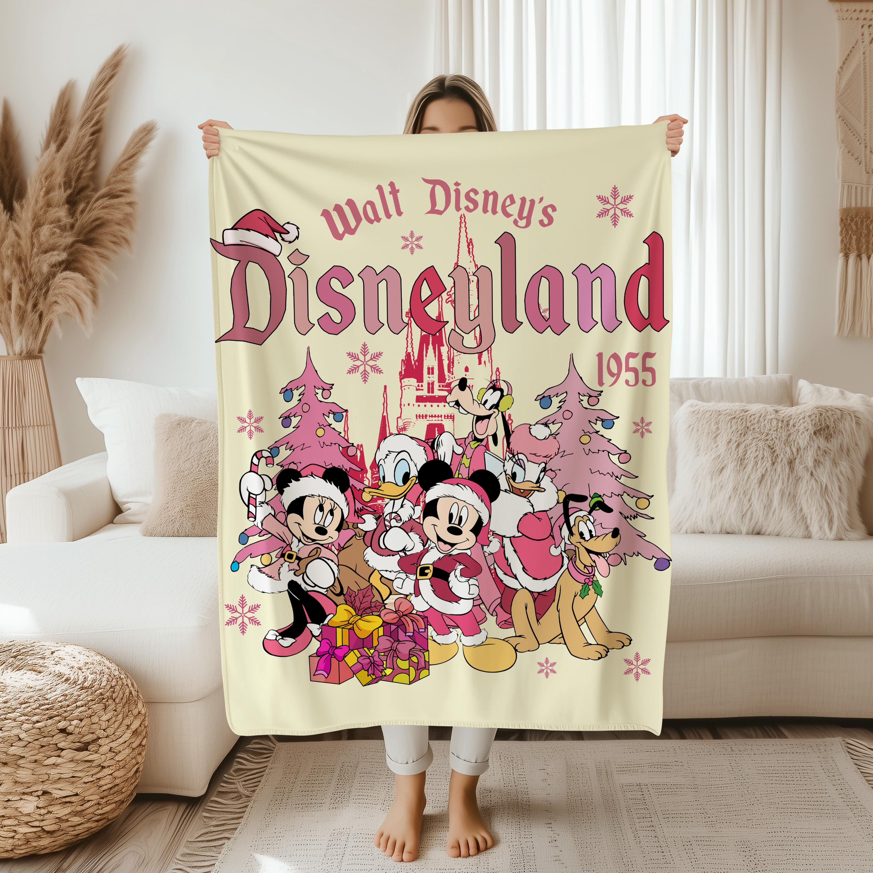 Disneyland Christmas Mickey and Friends Blanlet,Pink Mickey Xmas Throw Blanket,Magic Kingdom Blanket,Disney Birthday Girl,Disneyland Blanket