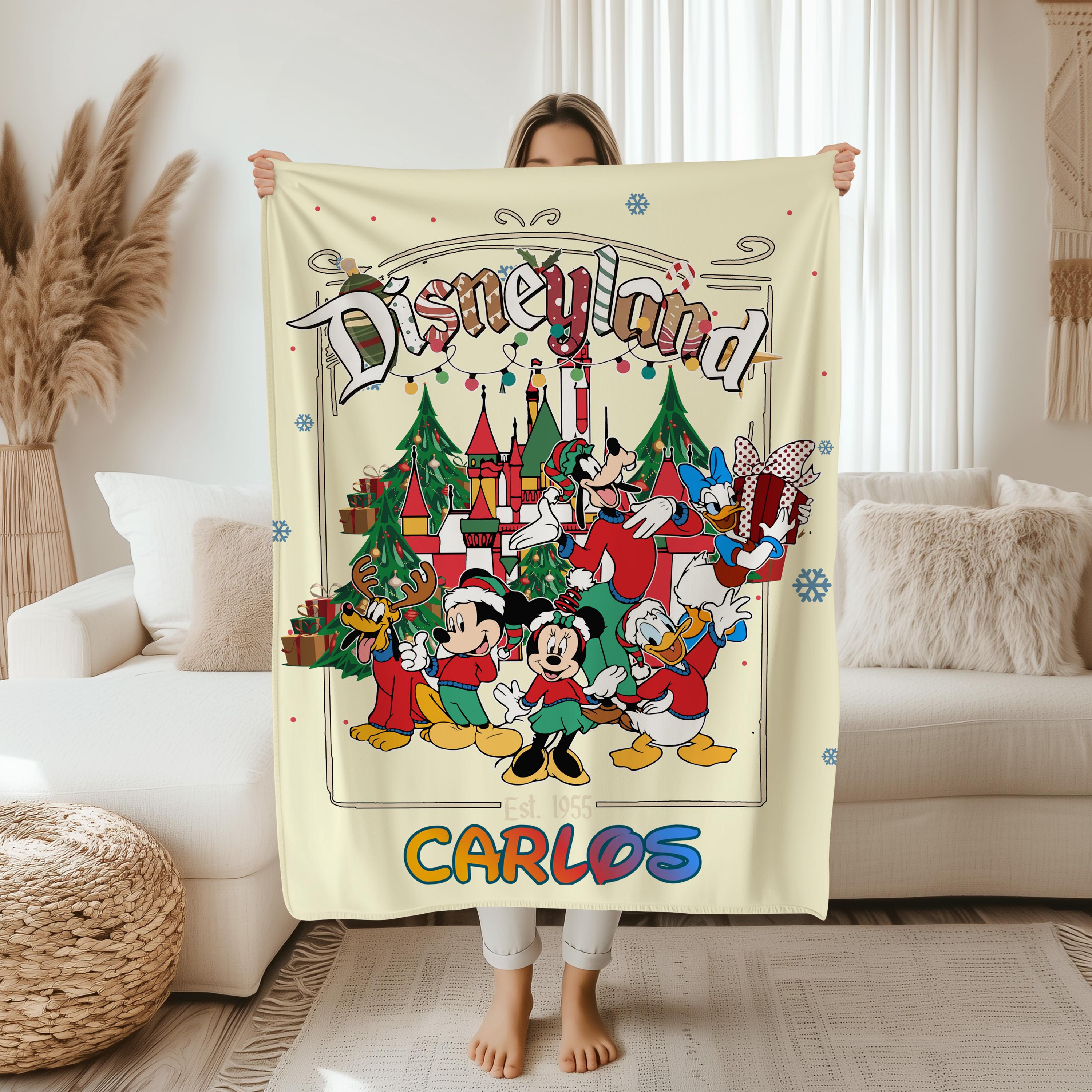 Custom Name Disneyland Christmas Blanket,Disney Magical Castle Baby Blanket,Custom Name Pastel Disney Blanket,Disney Nursery Throw,Xmas Gift