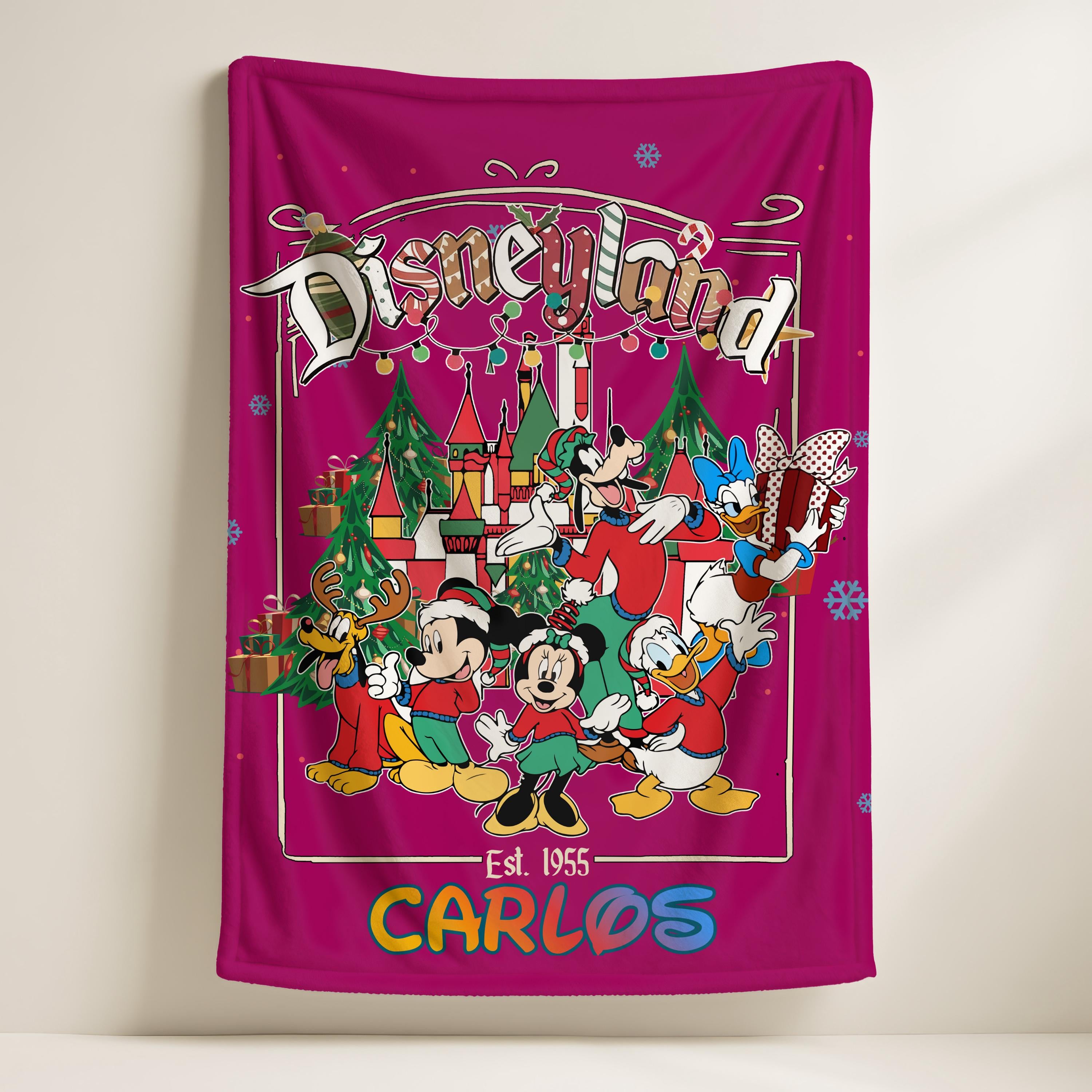 Custom Name Disneyland Christmas Blanket,Disney Magical Castle Baby Blanket,Custom Name Pastel Disney Blanket,Disney Nursery Throw,Xmas Gift