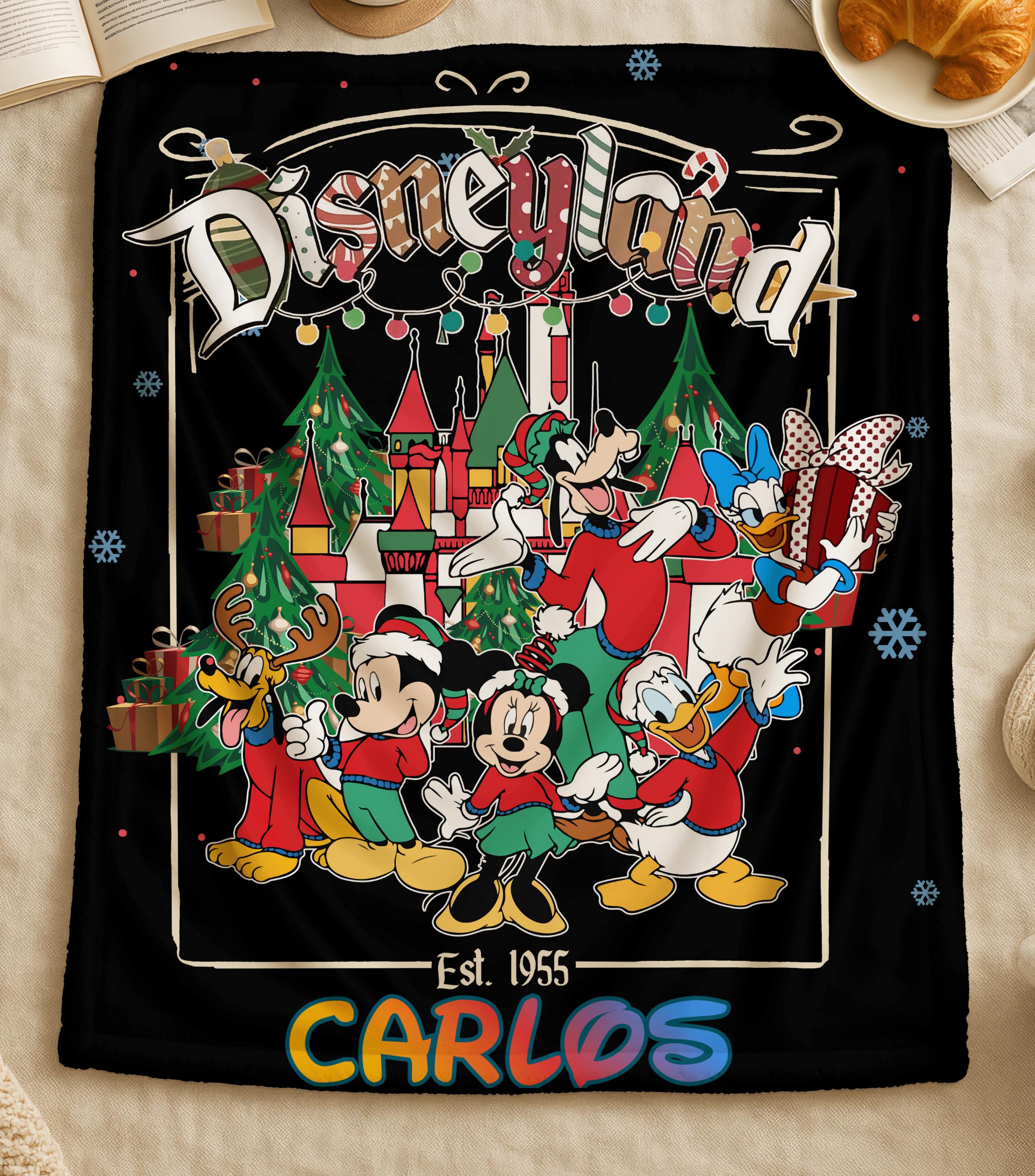 Custom Name Disneyland Christmas Blanket,Disney Magical Castle Baby Blanket,Custom Name Pastel Disney Blanket,Disney Nursery Throw,Xmas Gift