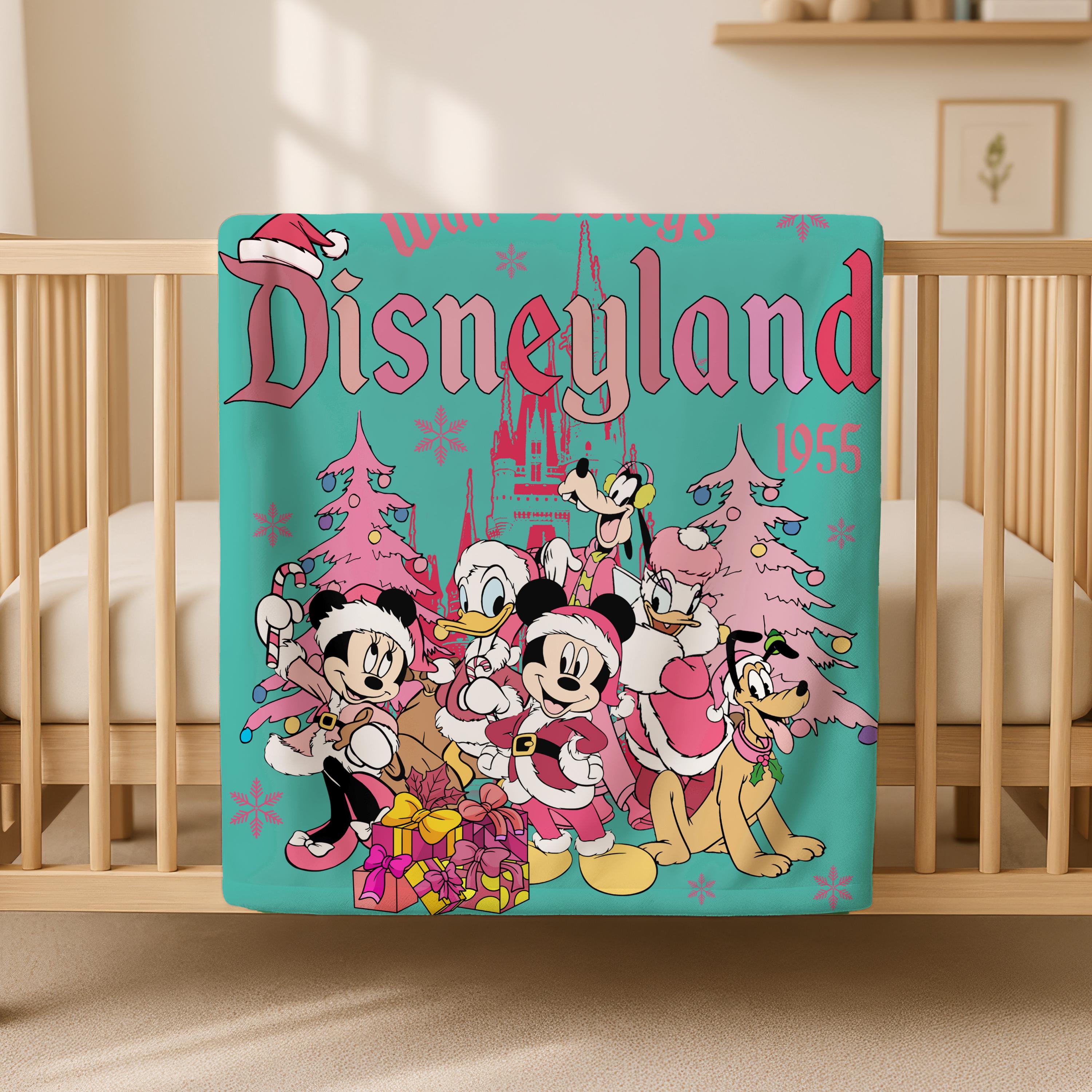Disneyland Christmas Mickey and Friends Blanlet,Pink Mickey Xmas Throw Blanket,Magic Kingdom Blanket,Disney Birthday Girl,Disneyland Blanket