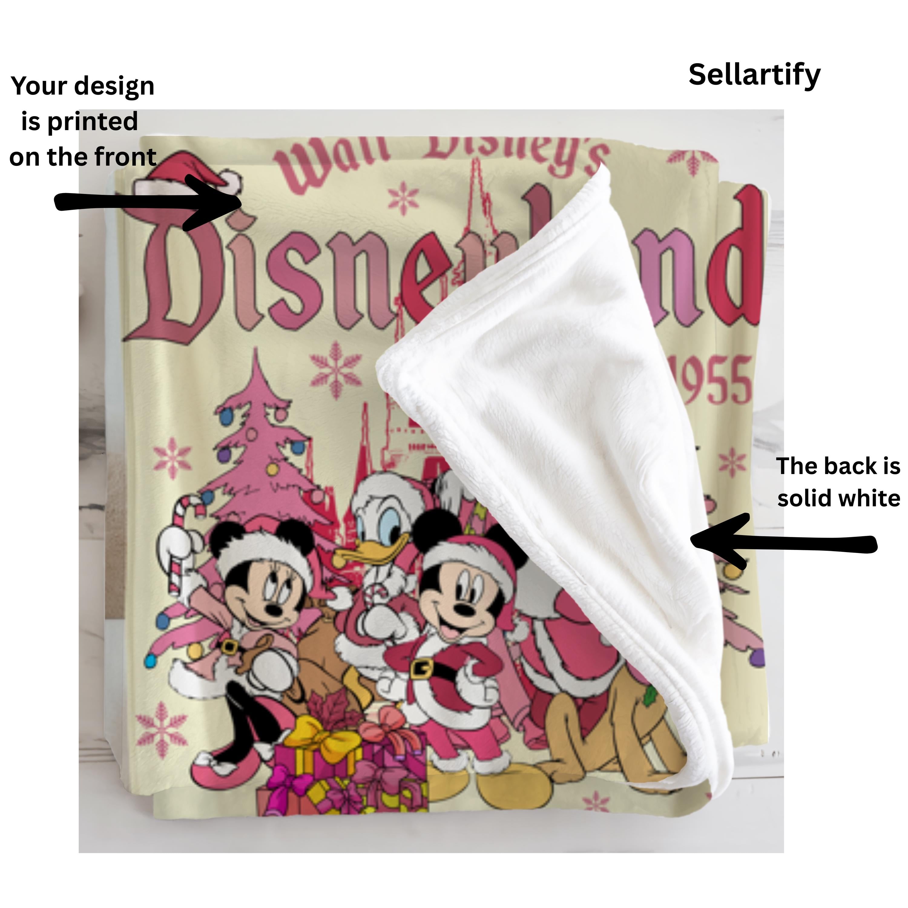 Disneyland Christmas Mickey and Friends Blanlet,Pink Mickey Xmas Throw Blanket,Magic Kingdom Blanket,Disney Birthday Girl,Disneyland Blanket