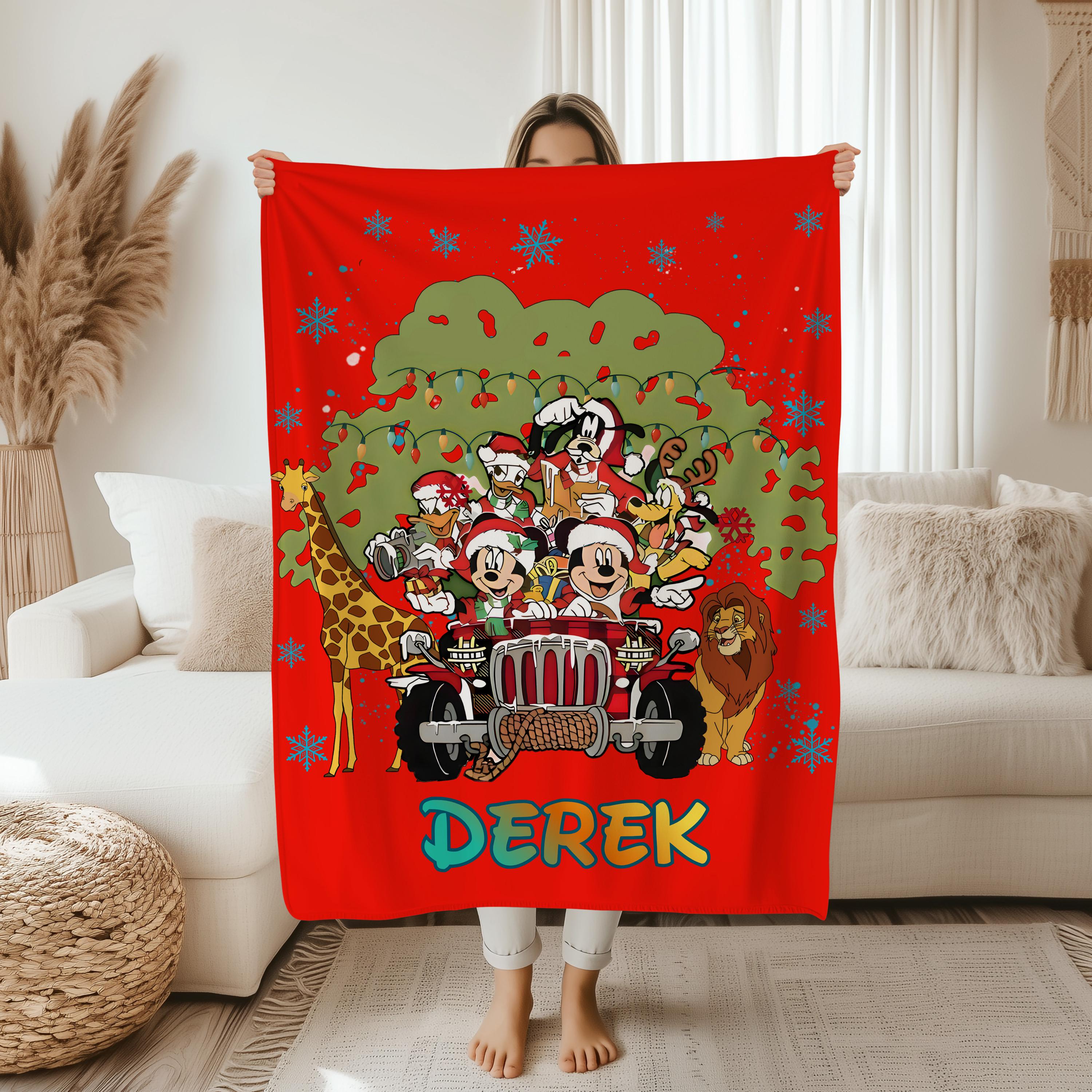 Custom Name Animal Kingdom Blanket,Disney Safari Mode Throw,Mickey & Friends Christmas Gift,Disney Christmas Gift,Kids Nursery Blanket Gift