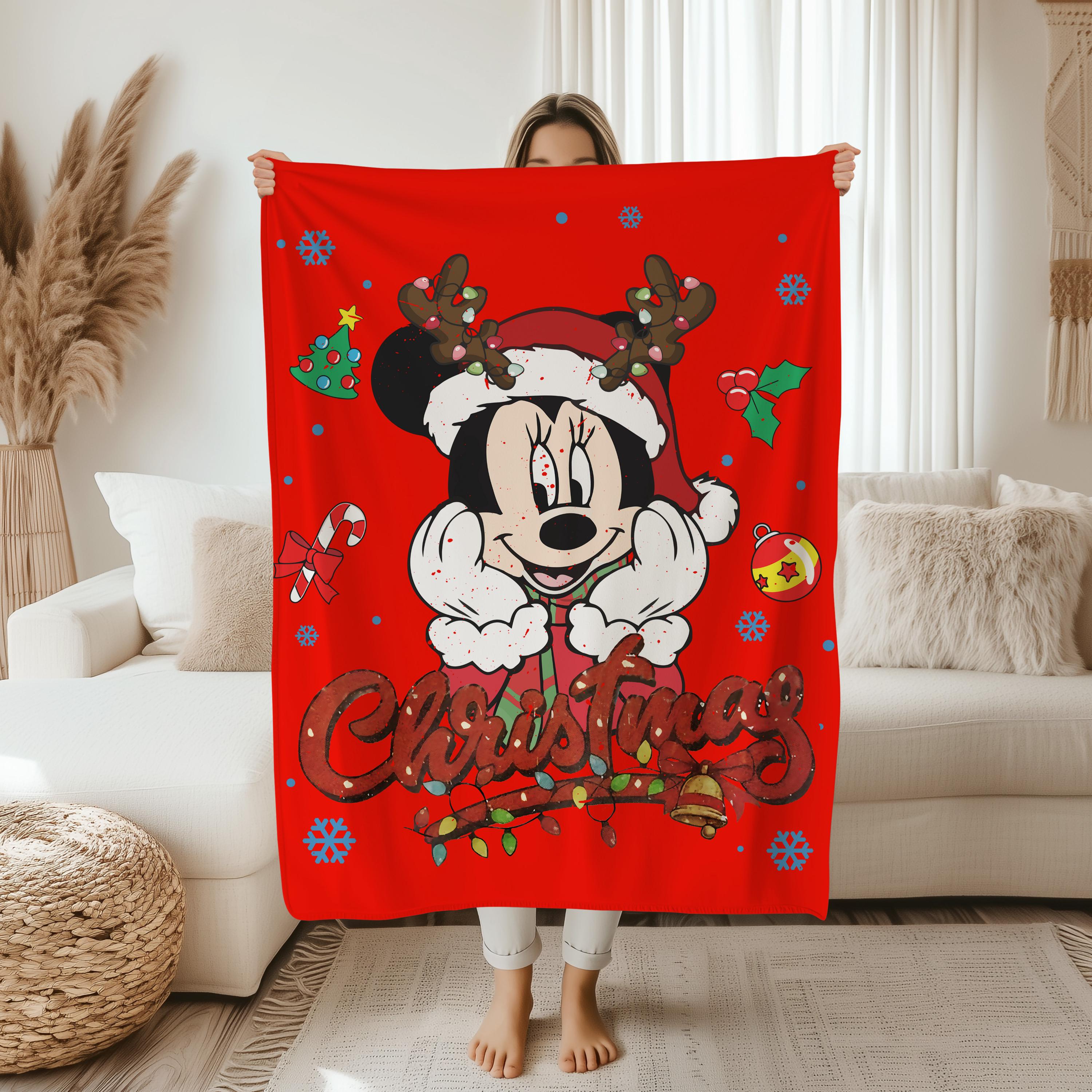 Mickey Disney Christmas Blanket, Mickey Blanket, Disneyland Mickey Santa Claus Christmas Couch Sofa Blanket, Toddler Christmas Party Gift