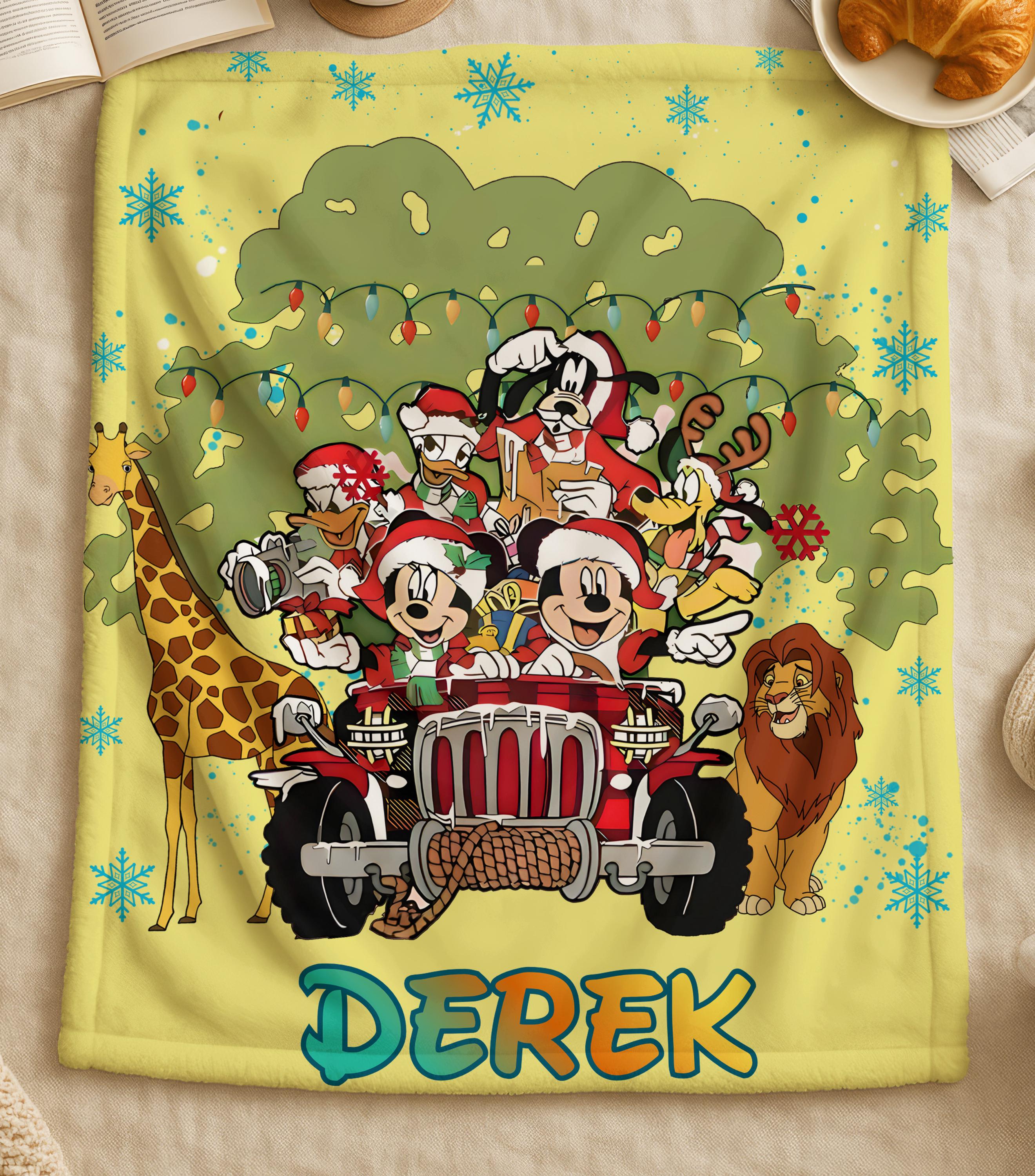 Custom Name Animal Kingdom Blanket,Disney Safari Mode Throw,Mickey & Friends Christmas Gift,Disney Christmas Gift,Kids Nursery Blanket Gift