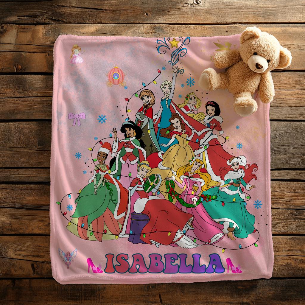 Personalized Disney Princess Blanket,Custom Name Disney Princess Blanket,Gift for Daughter,Castle Disney Princess Throw,Castle Bedroom Decor