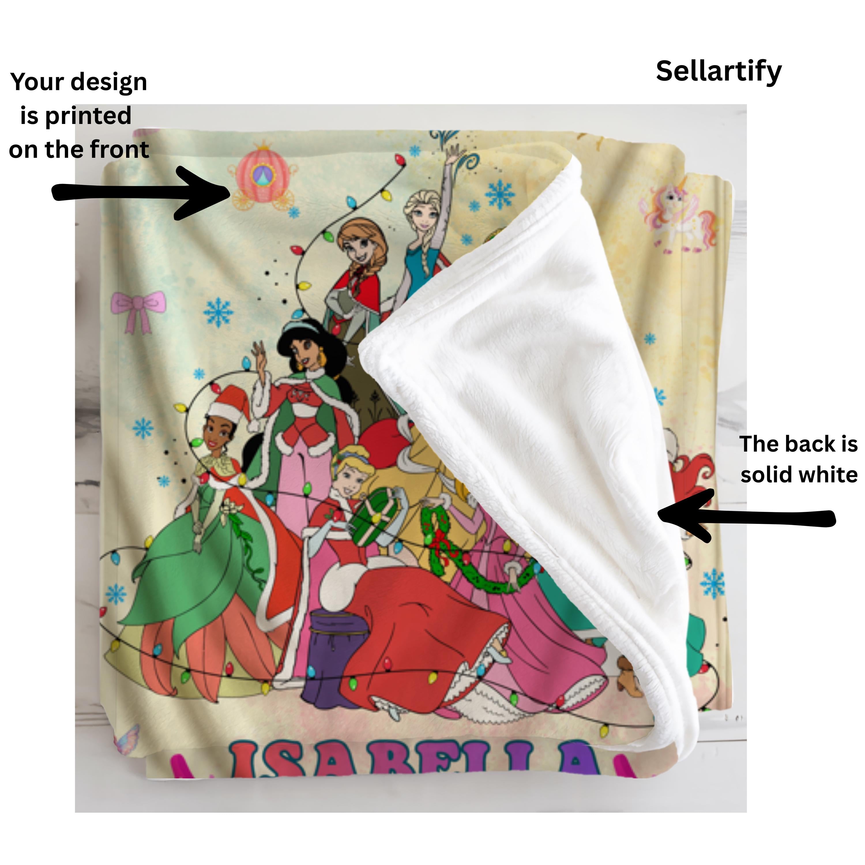 Personalized Disney Princess Blanket,Custom Name Disney Princess Blanket,Gift for Daughter,Castle Disney Princess Throw,Castle Bedroom Decor