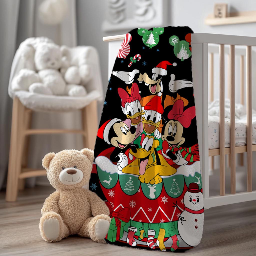 Disney Christmas Mickey And Friends Throw Blanket,Mickey Minnie Donald Daisy Pluto Goofy Blanket, Disneyland Movie Gift Blanket,Nursery Gift